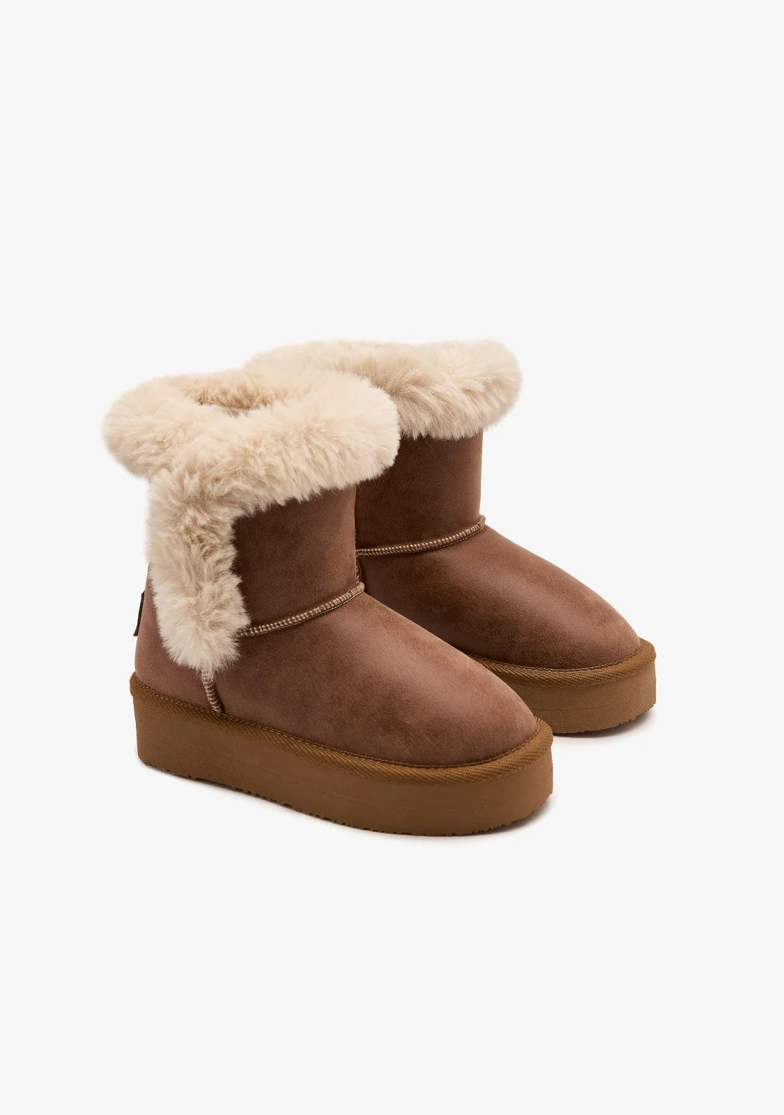 Tan Plush High Australian Boots B&W - Image 2