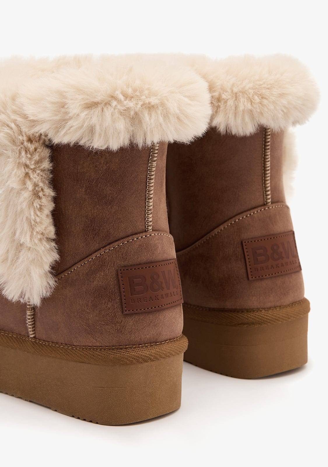 Tan Plush High Australian Boots B&W - Image 3
