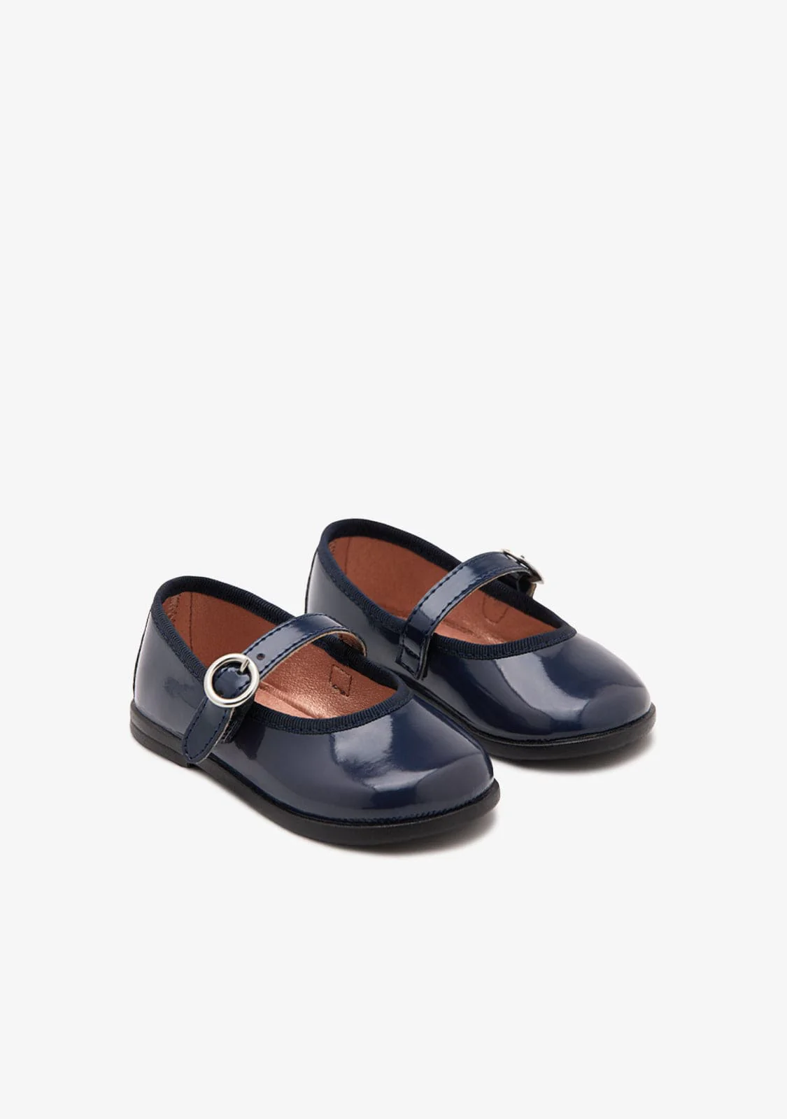 Navy Buckle Patent Leather Ballerinas - Image 2