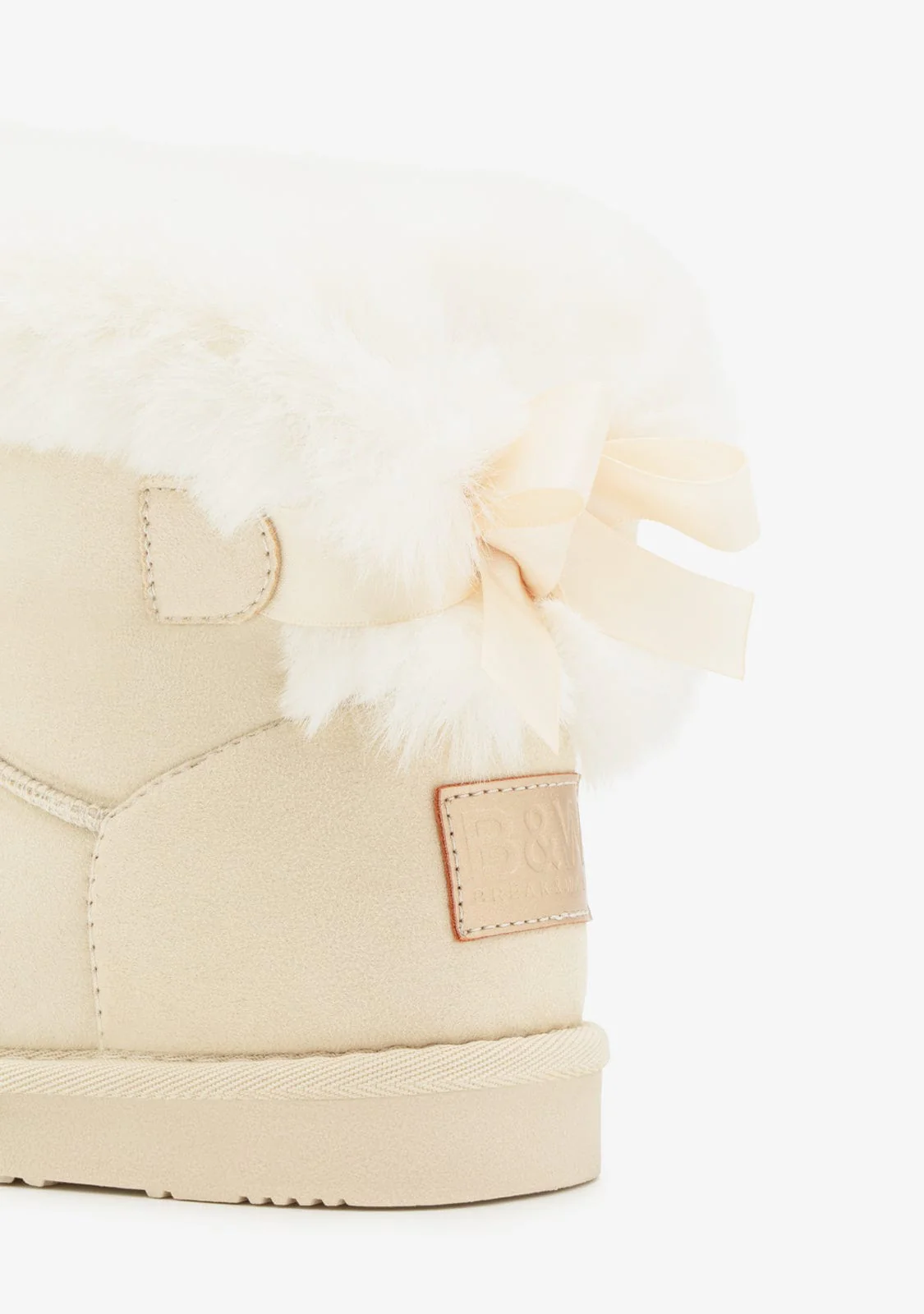 Beige Bow Fur Australian Water Repellent Boots B&W - Image 3