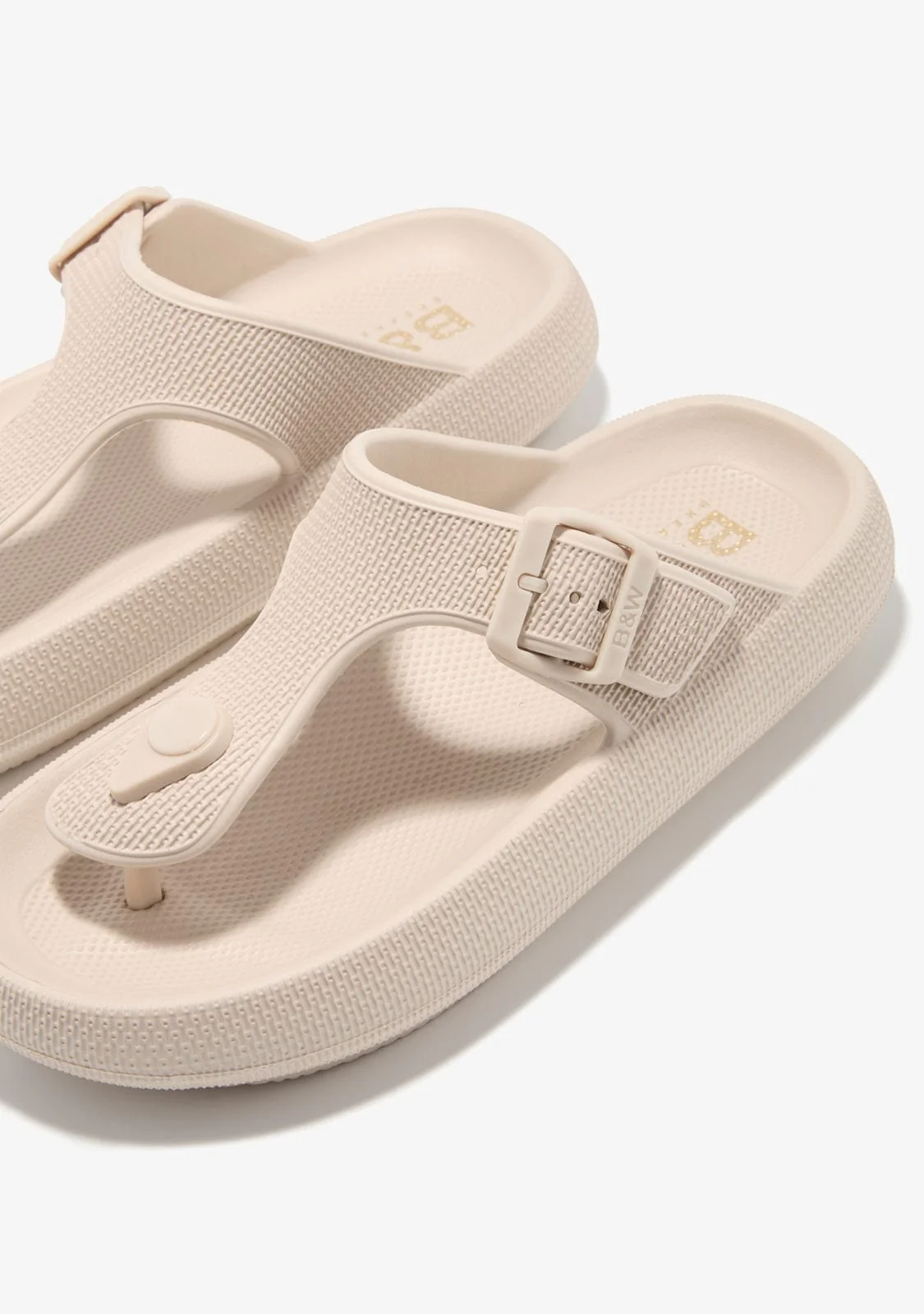 Beige Buckle Slides - Image 3