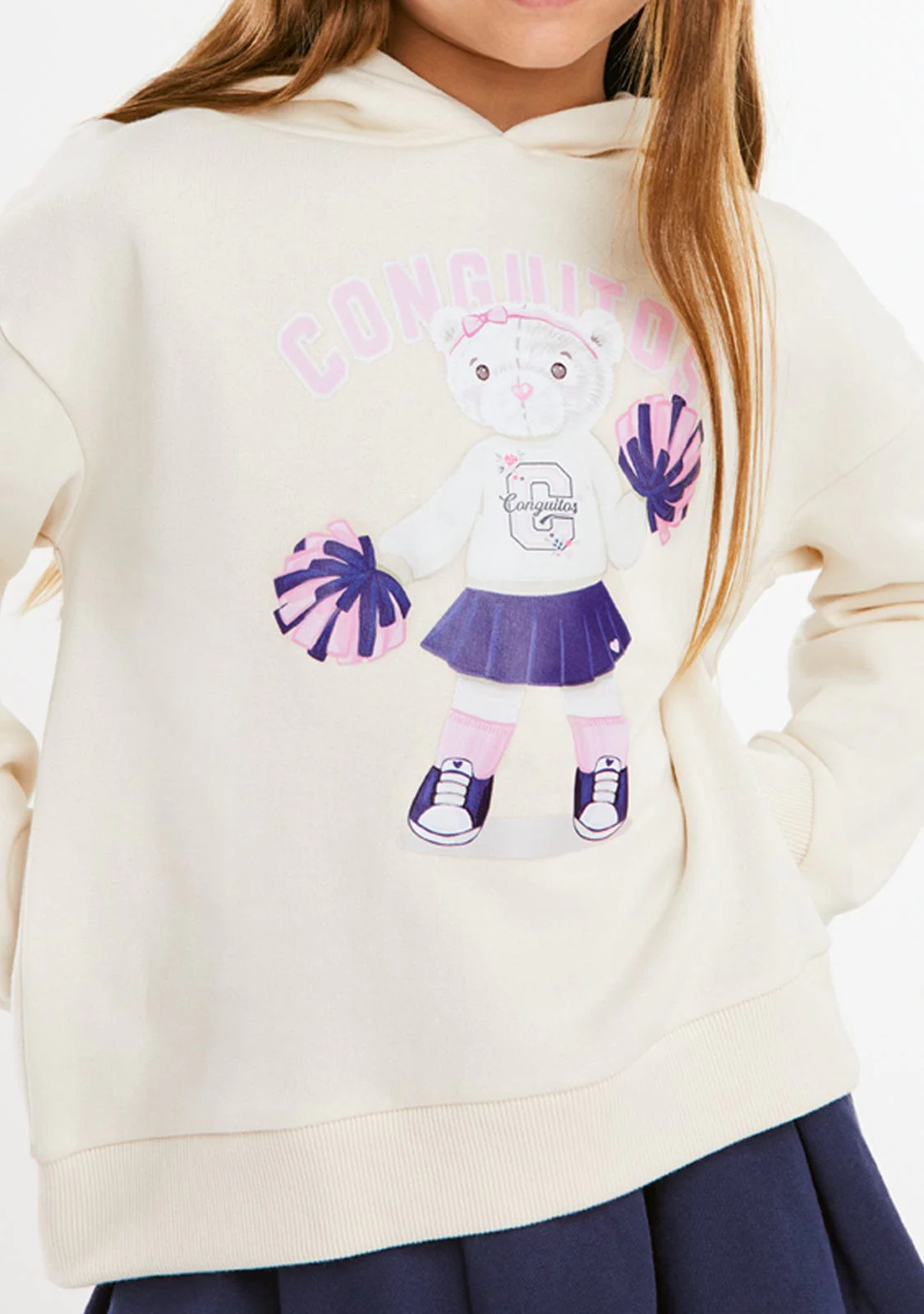 Beige Cheerleader Bear Hoddie