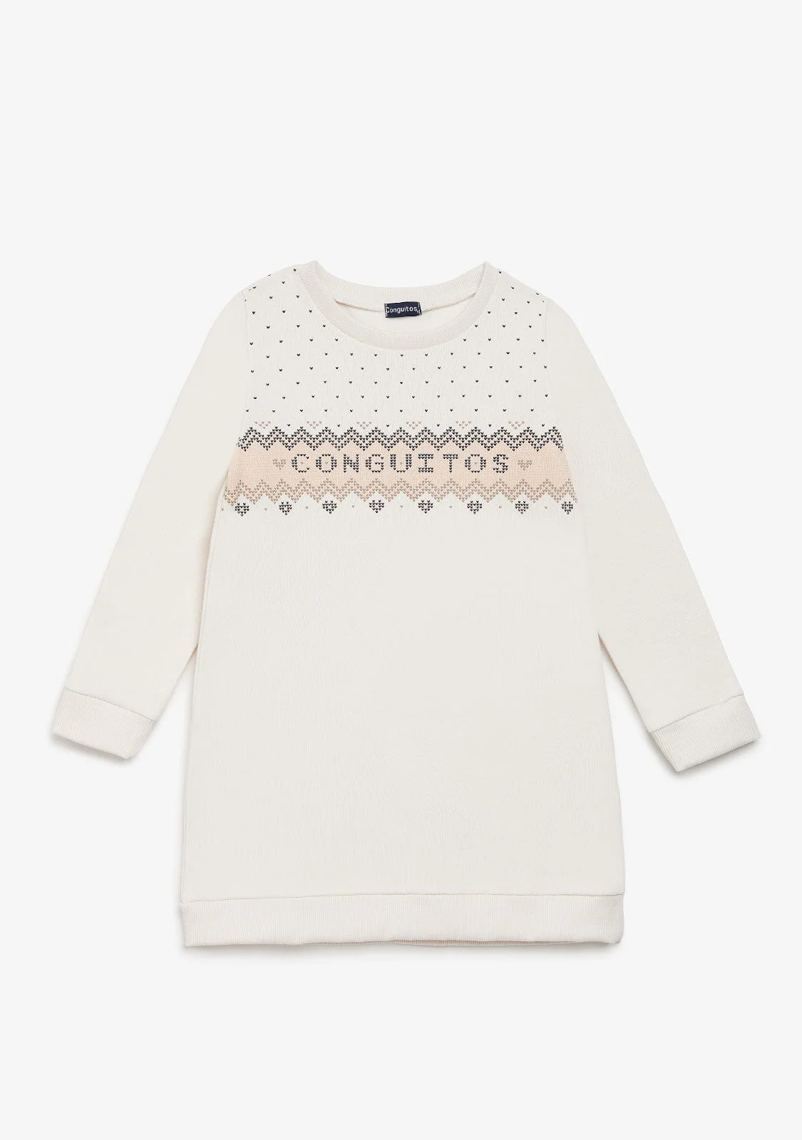 Beige Border Sweatshirt Dress - Image 2