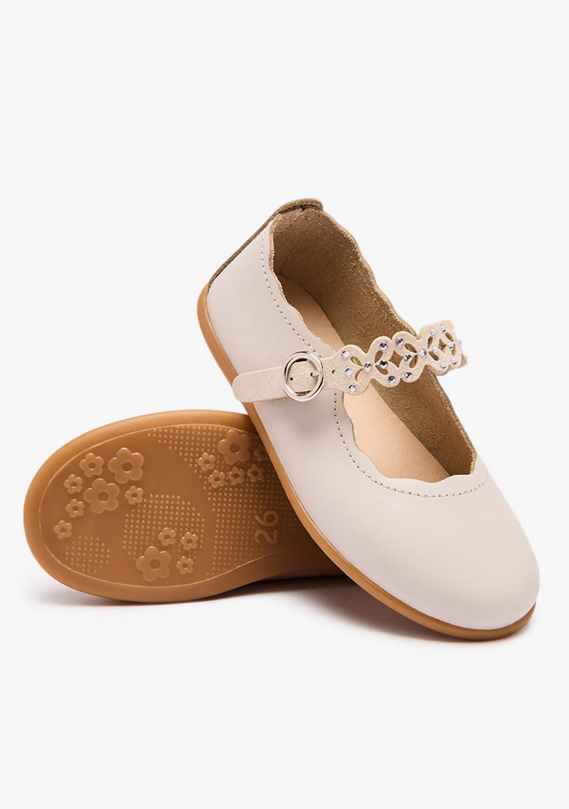 Beige Cut Butterfly Ballerinas - Image 3