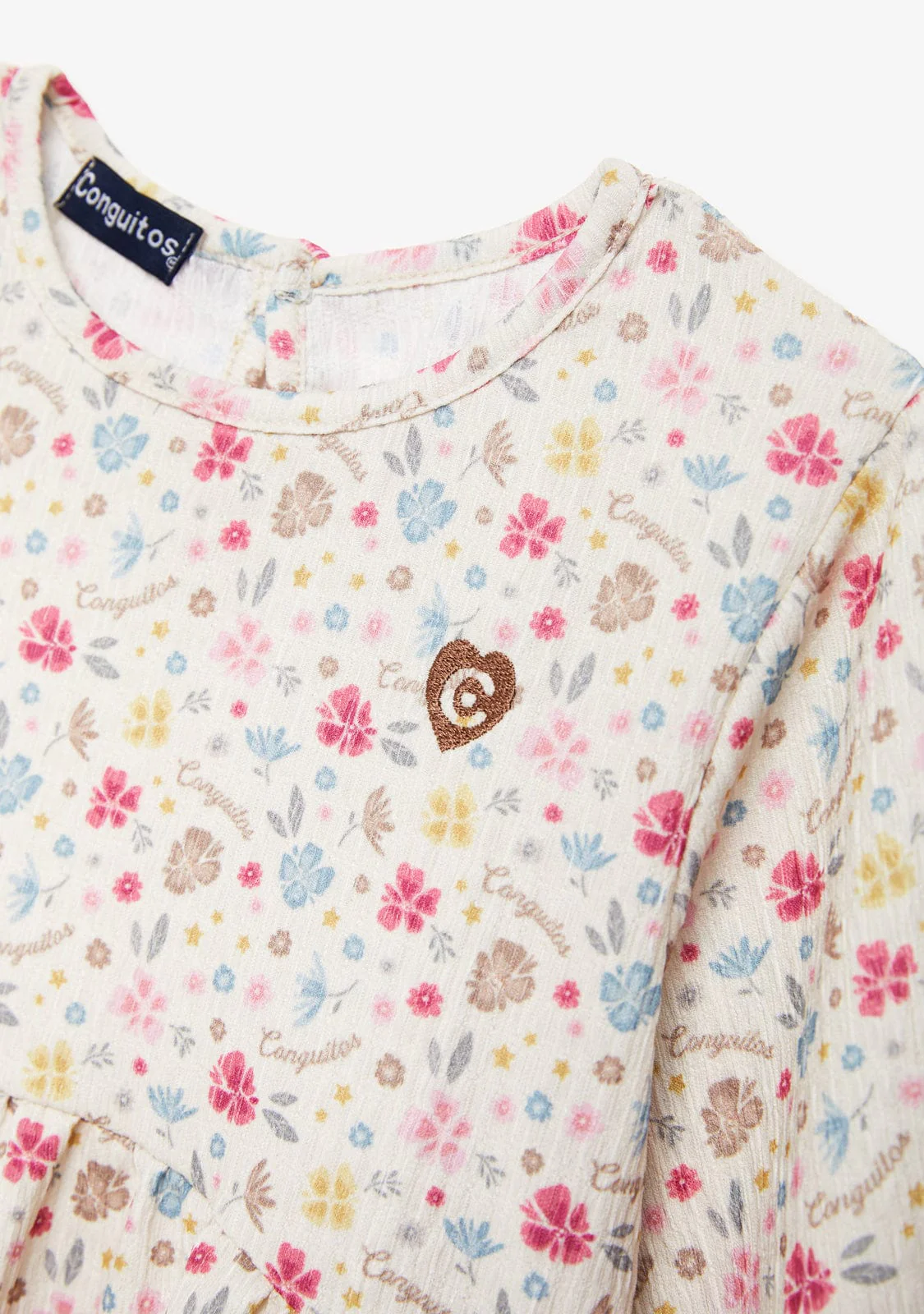 Beige Flowers Printed Dress - Image 3