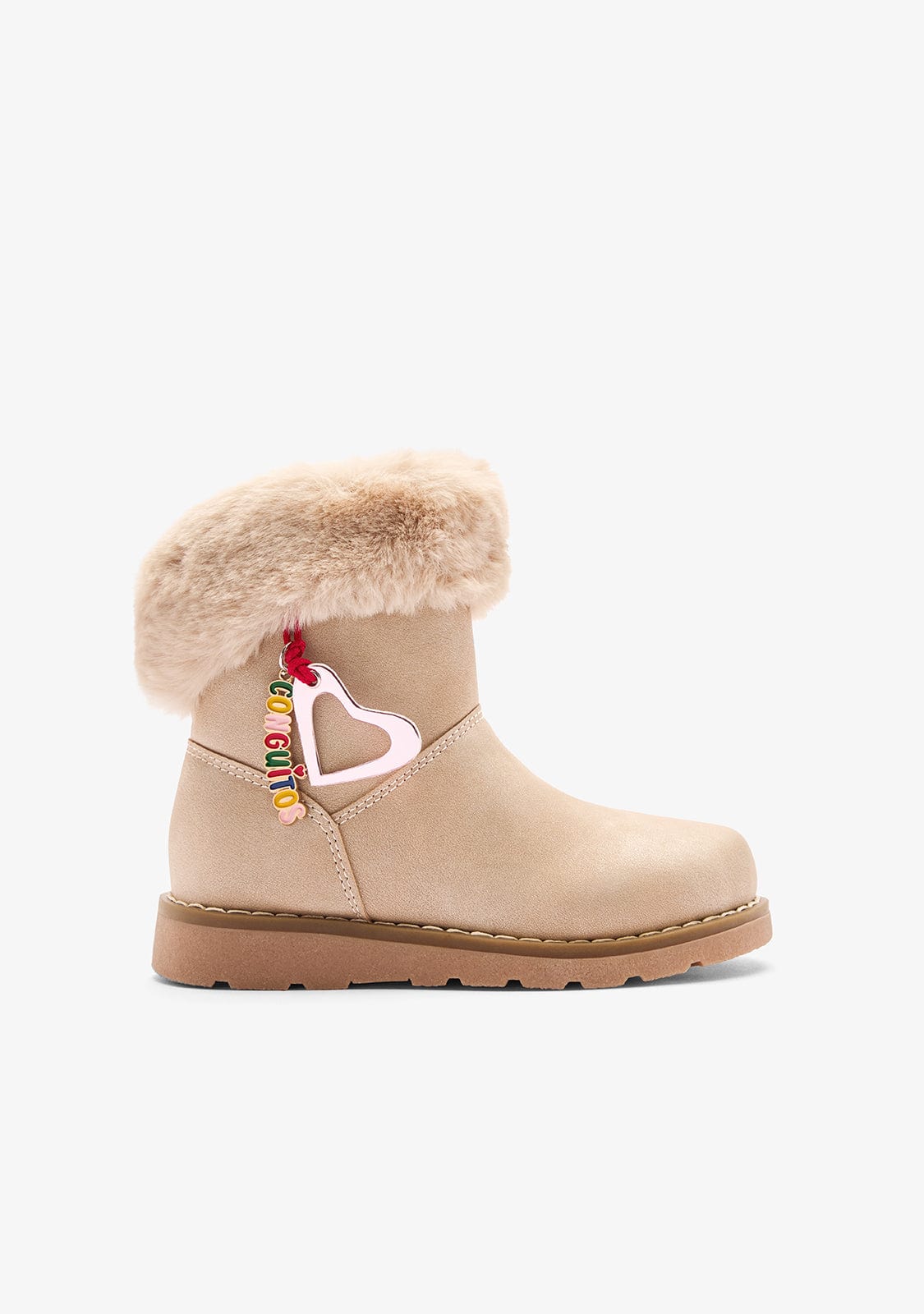Beige Fur Charm Boots