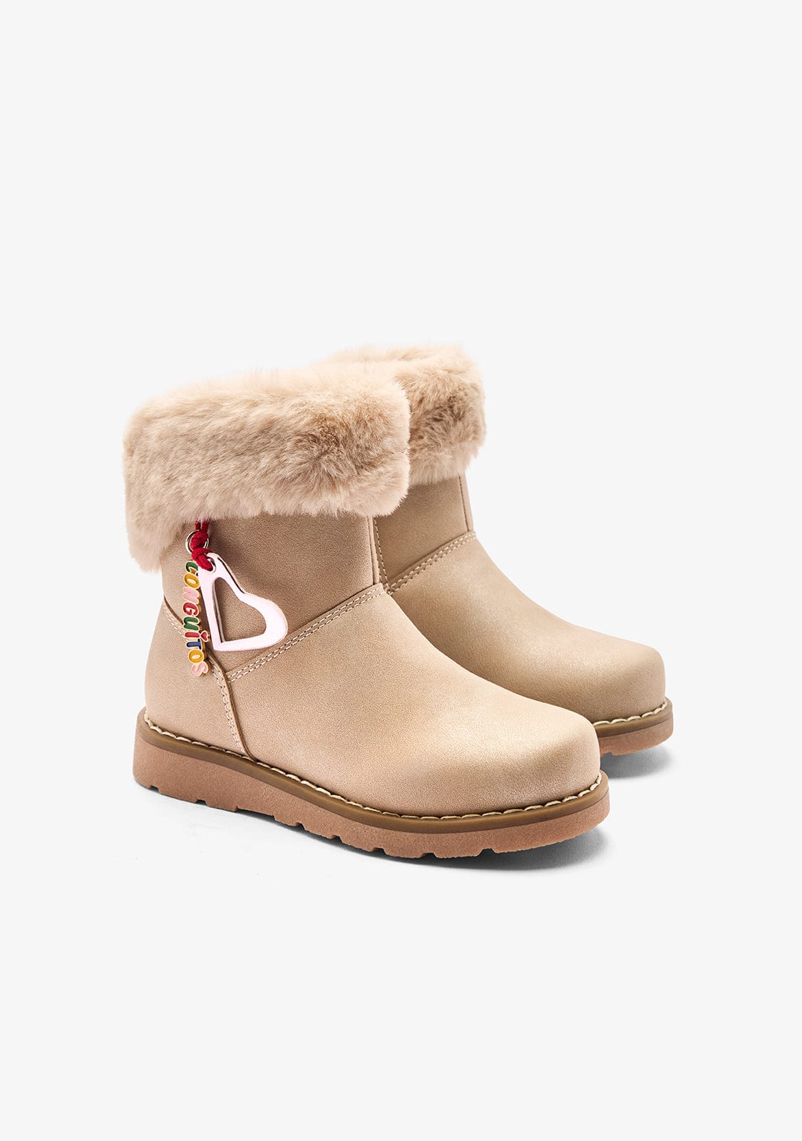 Beige Fur Charm Boots - Image 2