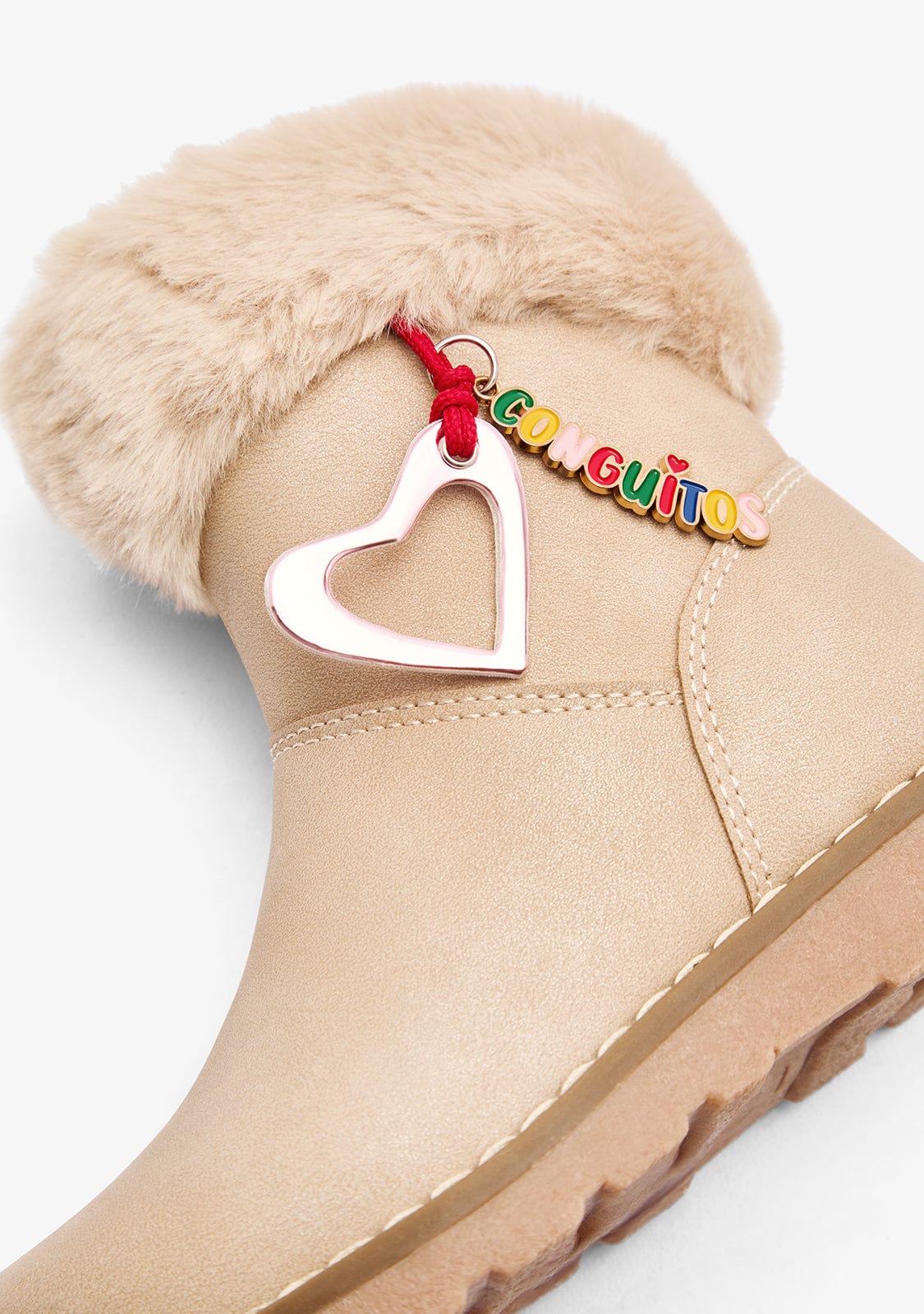 Beige Fur Charm Boots - Image 3