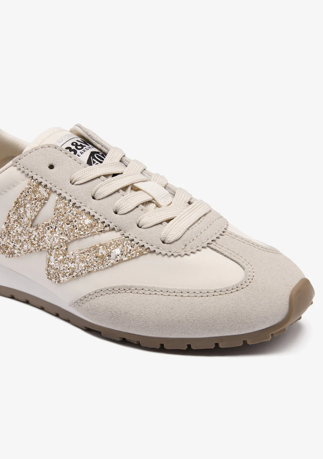 Beige Glitter Logo Sneakers - Image 3