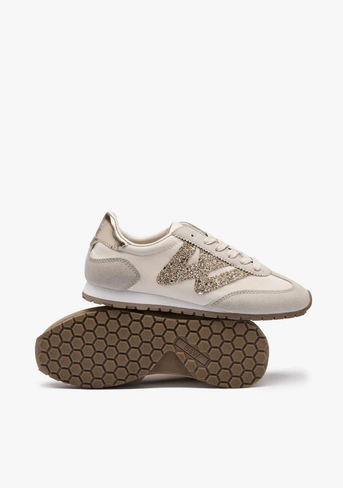 Beige Glitter Logo Sneakers - Image 4