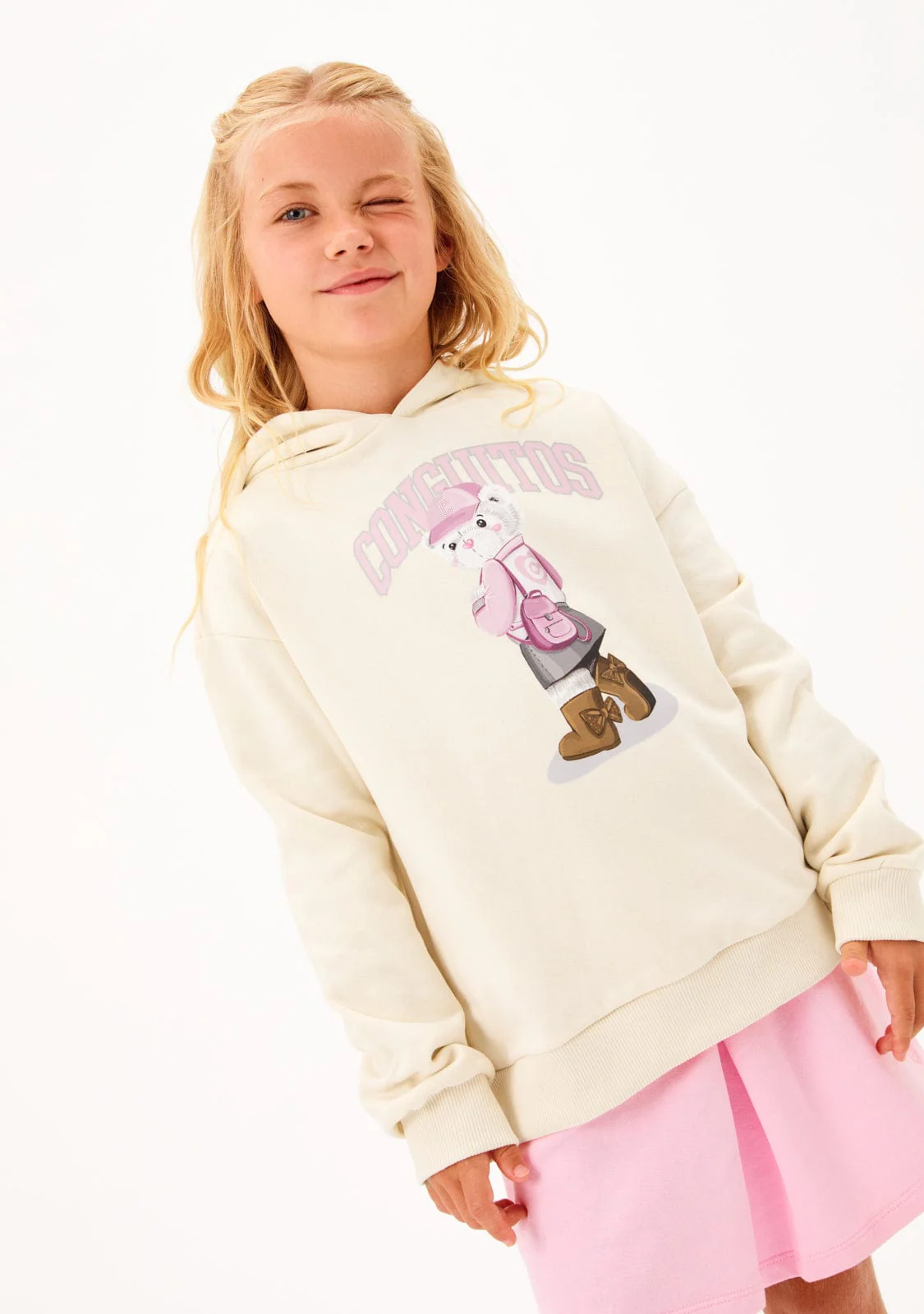 Beige Hoodie Bear Sweatshirt