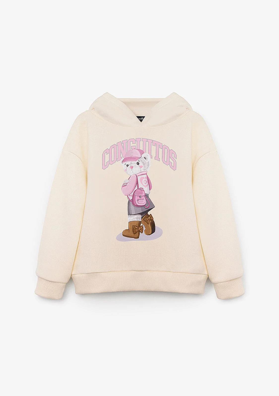 Beige Hoodie Bear Sweatshirt - Image 2