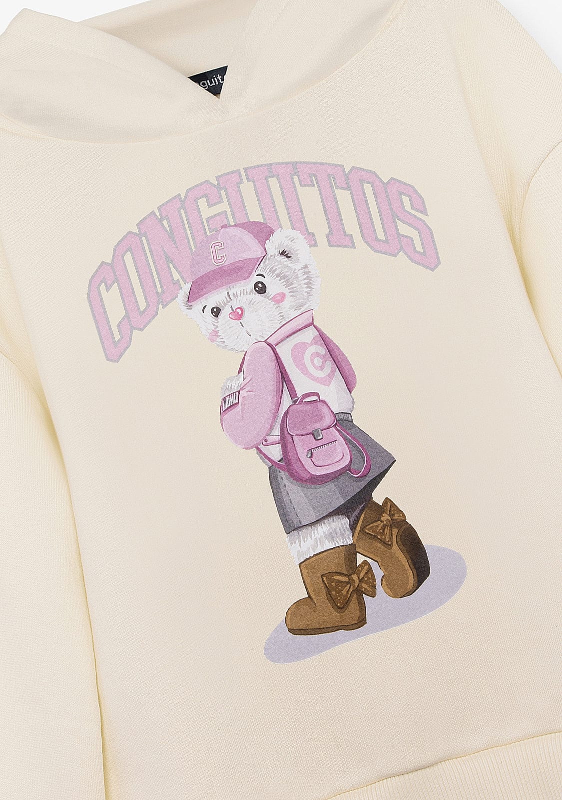 Beige Hoodie Bear Sweatshirt - Image 3