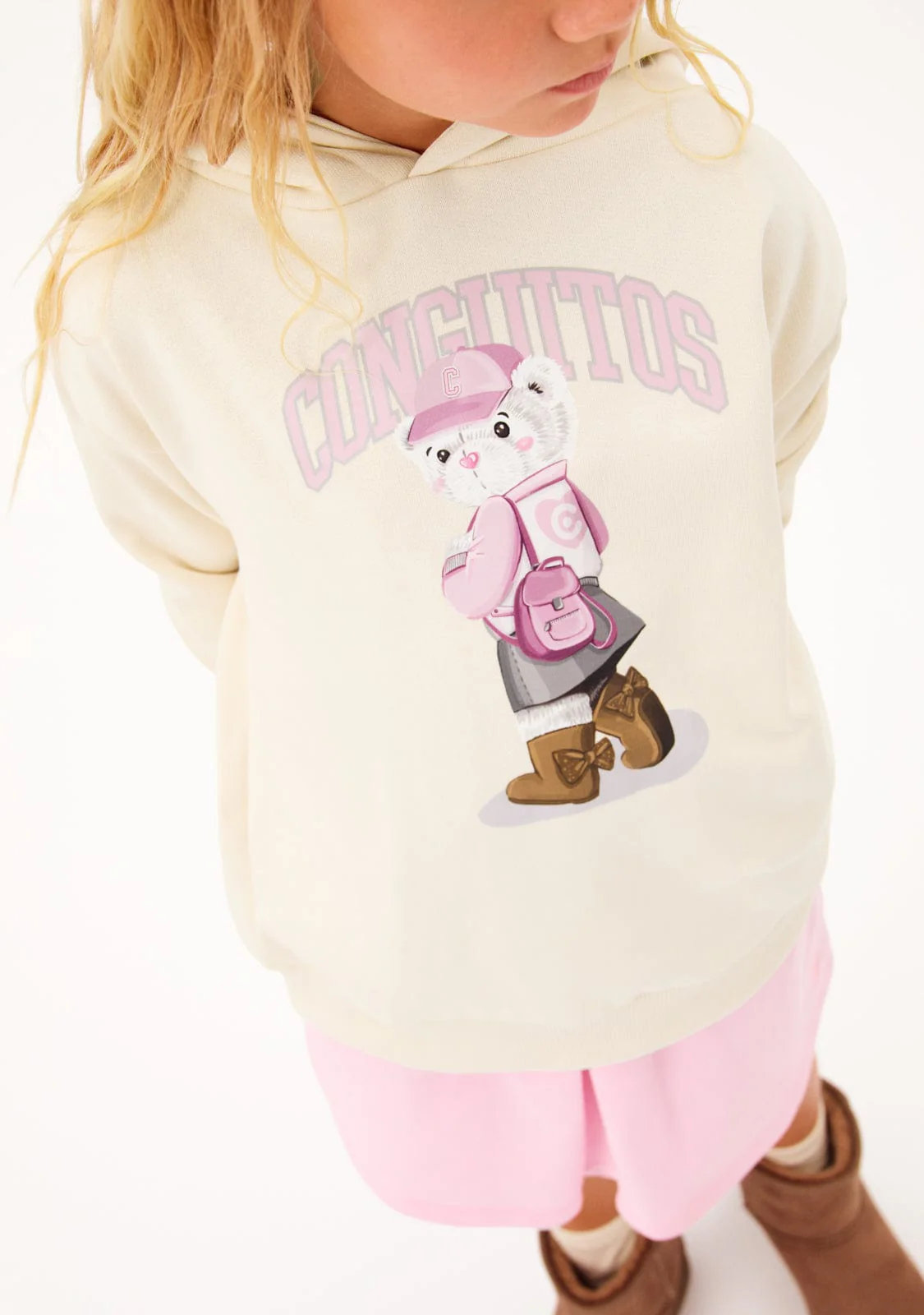 Beige Hoodie Bear Sweatshirt - Image 6