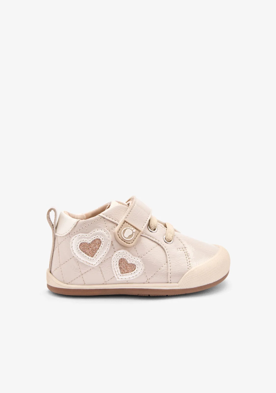 Beige Barefoot Hearts Patent Casual Sneakers