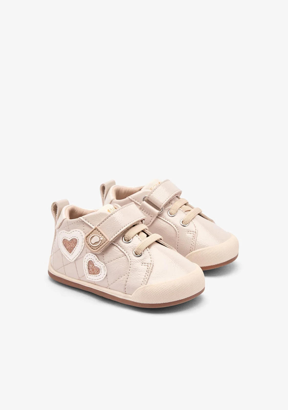 Beige Barefoot Hearts Patent Casual Sneakers - Image 2