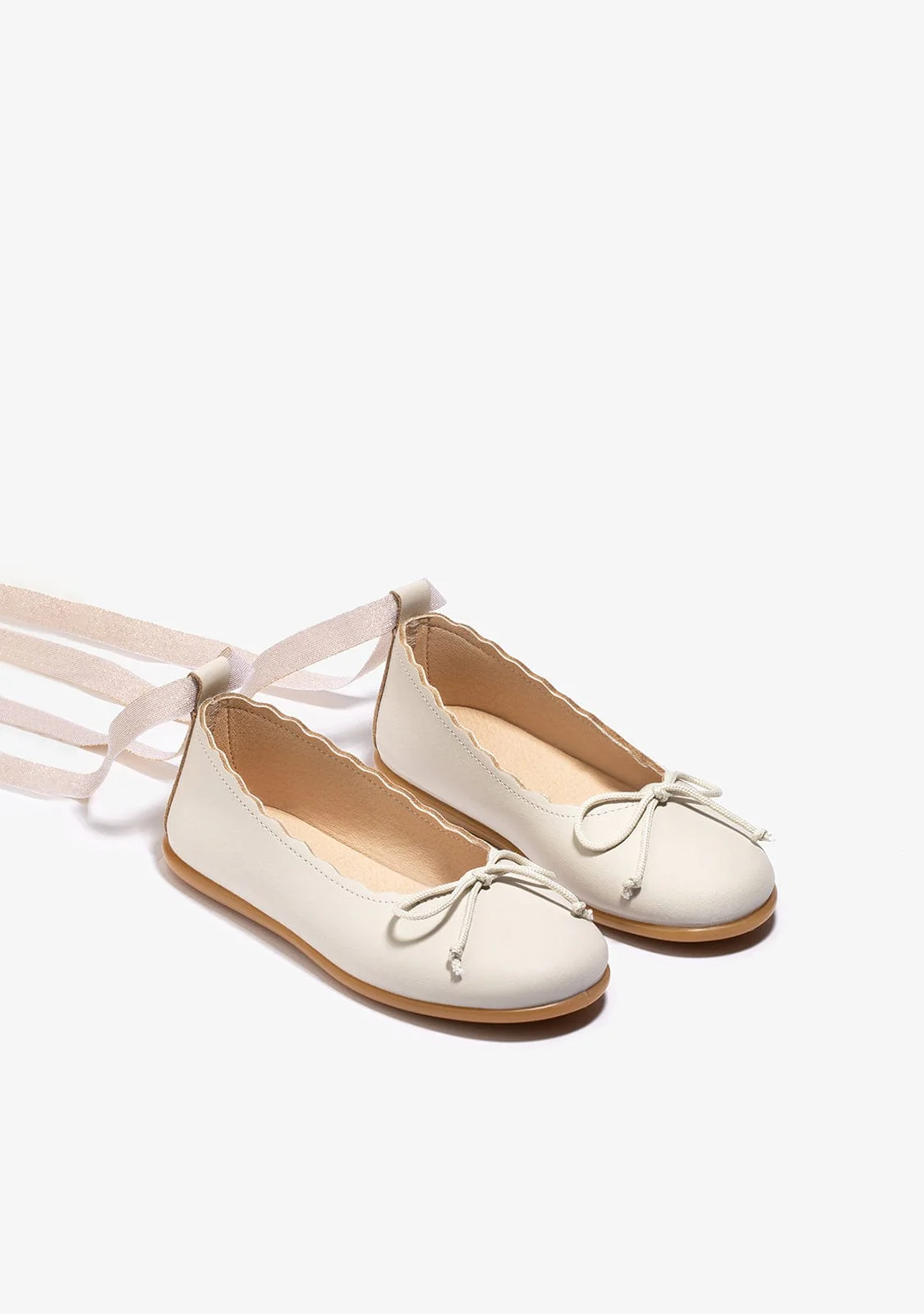 Beige Strap Waves Ballerinas B&W - Image 3