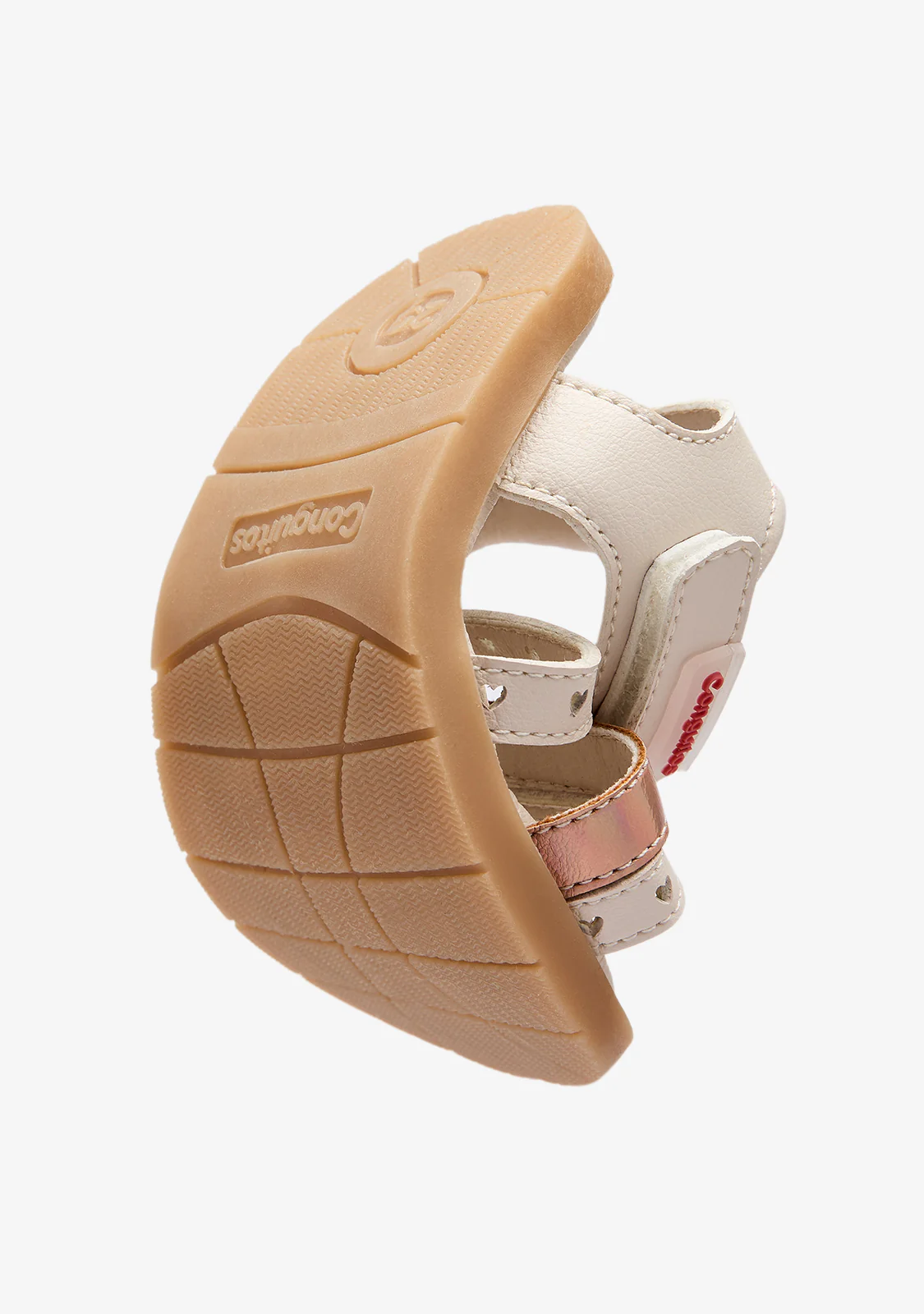 Beige Strips Hearts Barefoot Goflex Sandals - Image 3
