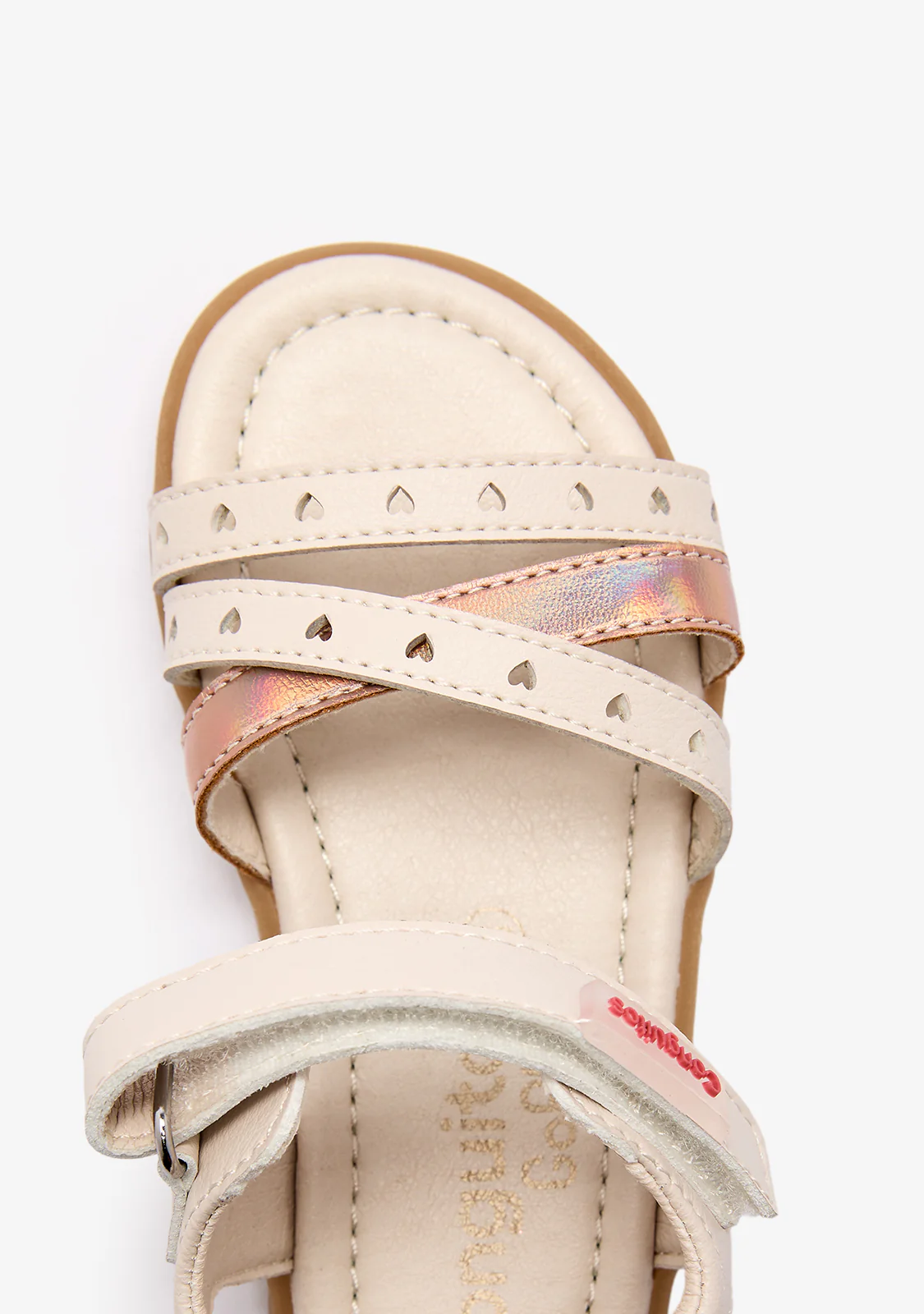Beige Strips Hearts Barefoot Goflex Sandals - Image 4