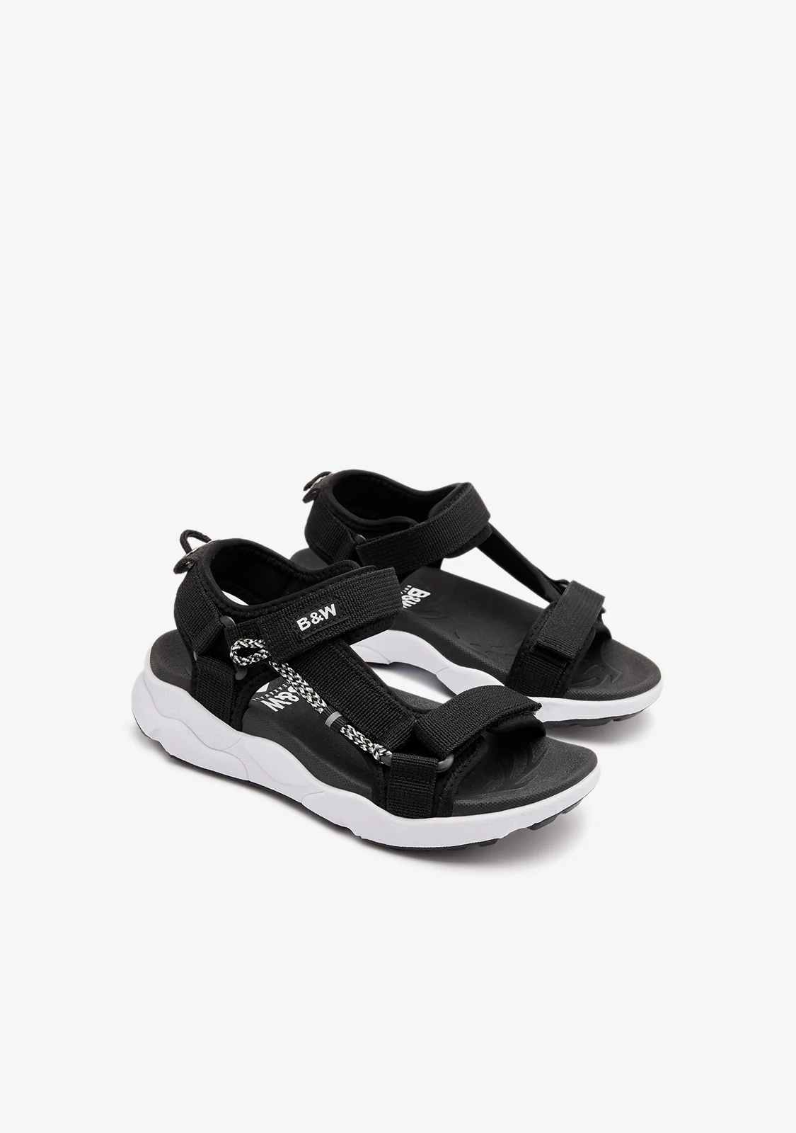 Black Canvas Strip Sandals - Image 2