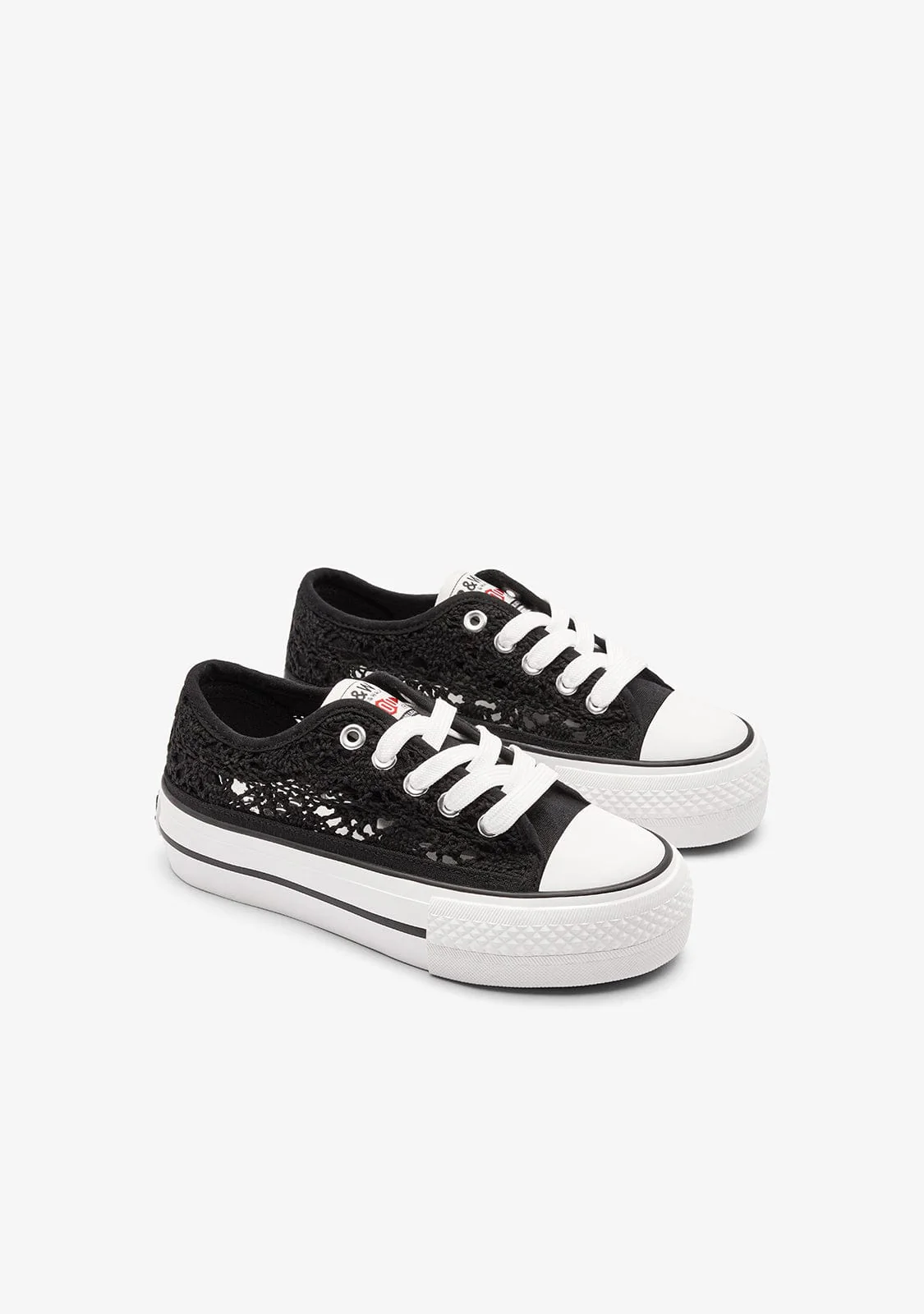 Black Crochet Low Sneakers - Image 2
