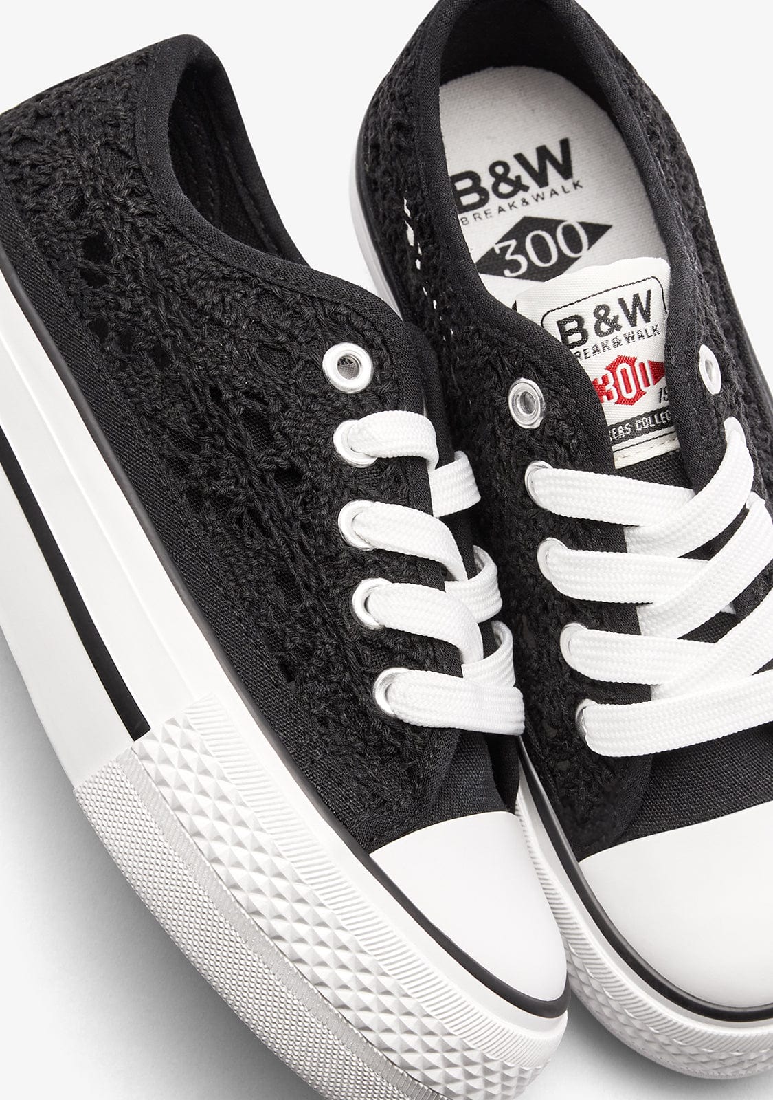 Black Crochet Low Sneakers - Image 3