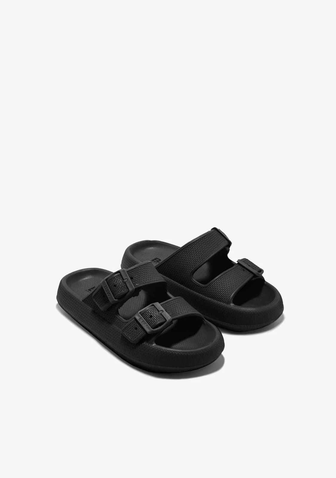 Black Double Buckle Slides - Image 2