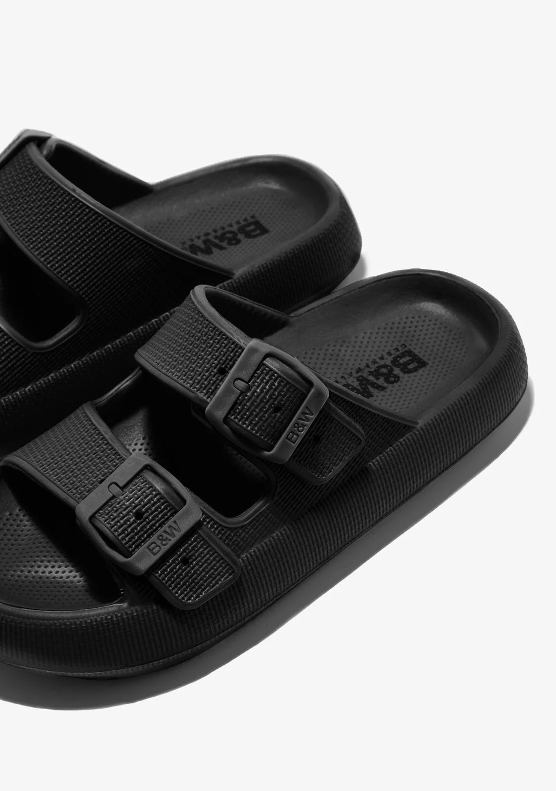 Black Double Buckle Slides - Image 3
