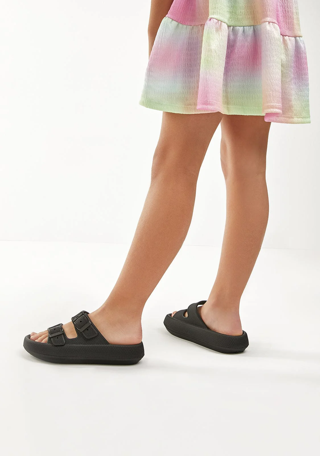 Black Double Buckle Slides - Image 4