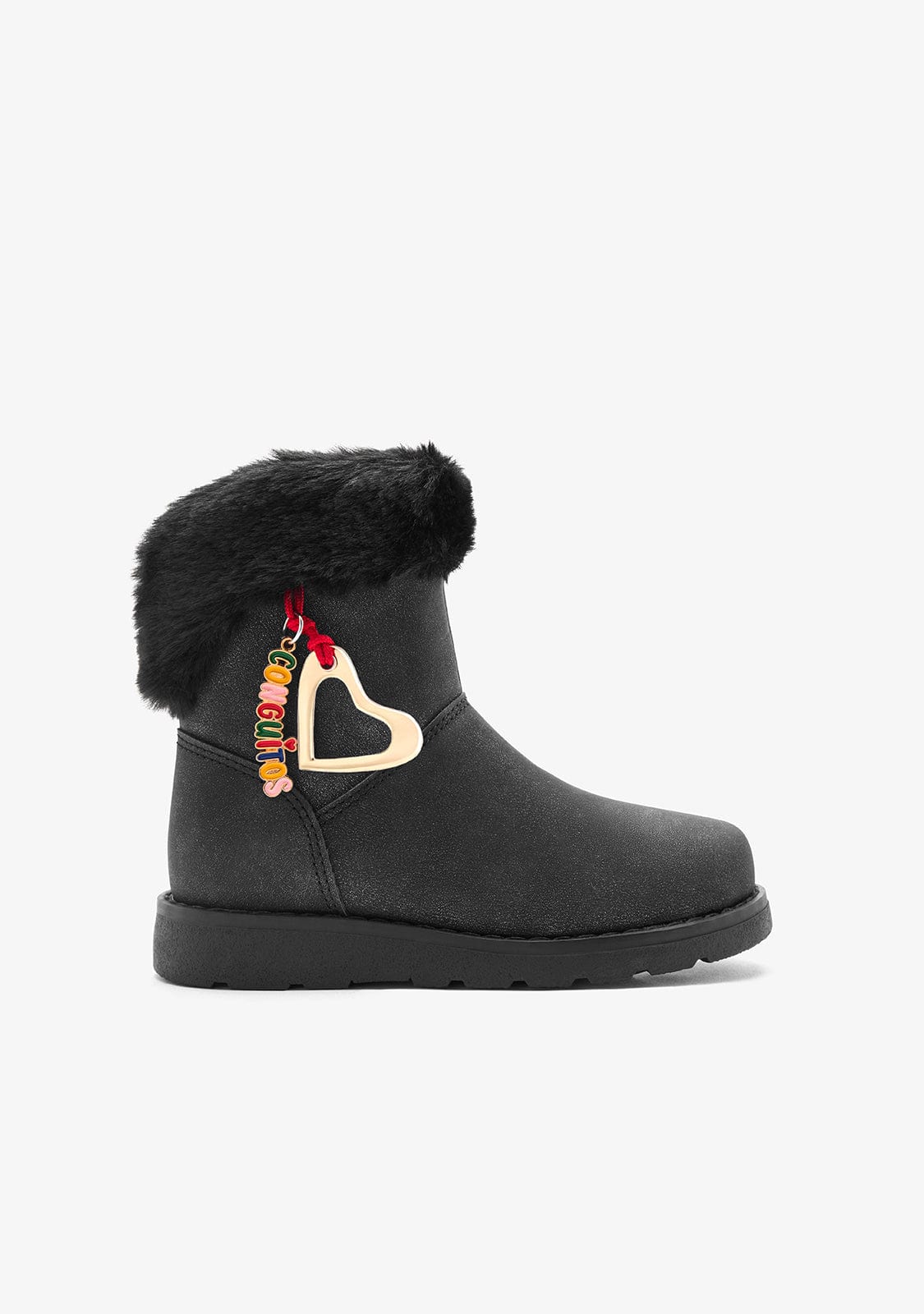 Black Fur Charm Boots