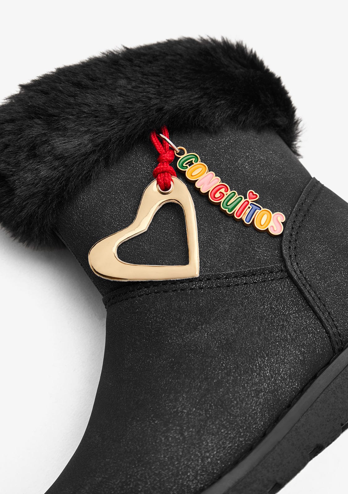 Black Fur Charm Boots - Image 3
