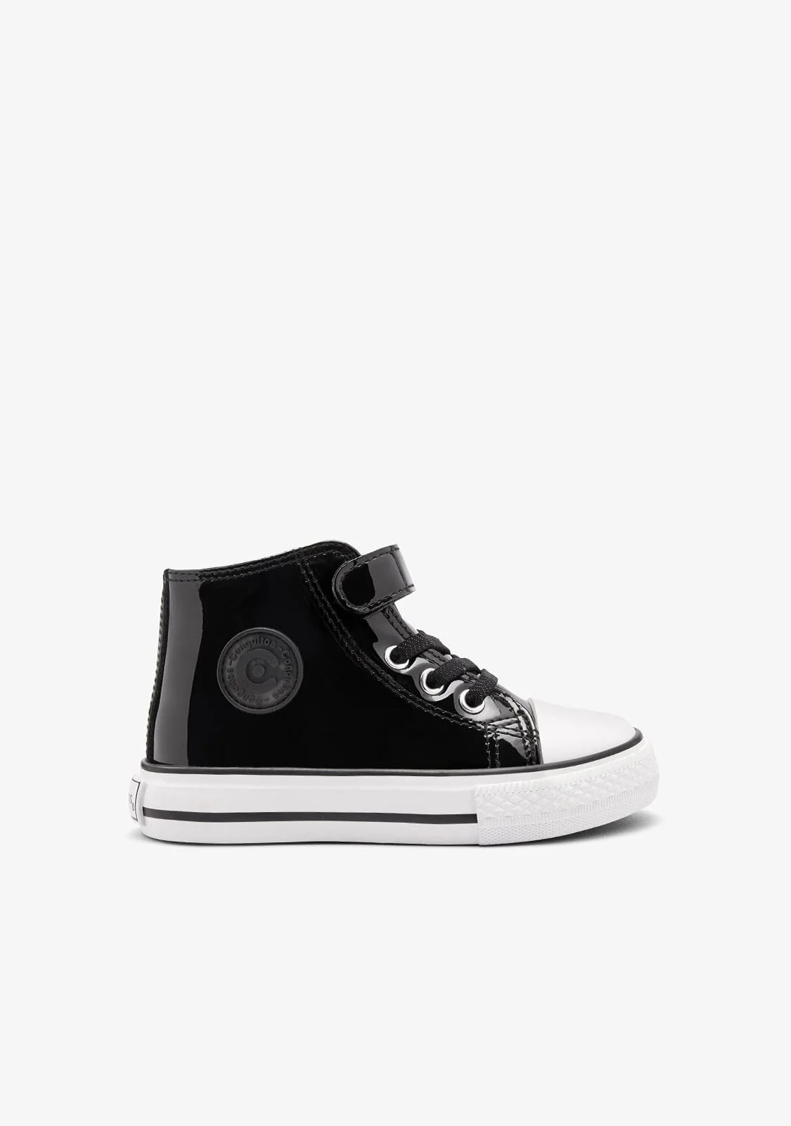Black Patent High Strap Sneakers