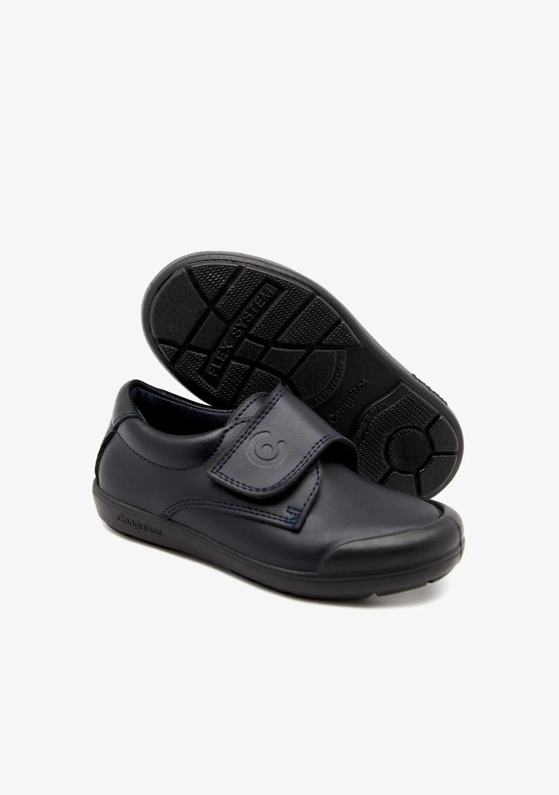 Boy's Navy Washable Leather School Shoes - Image 4