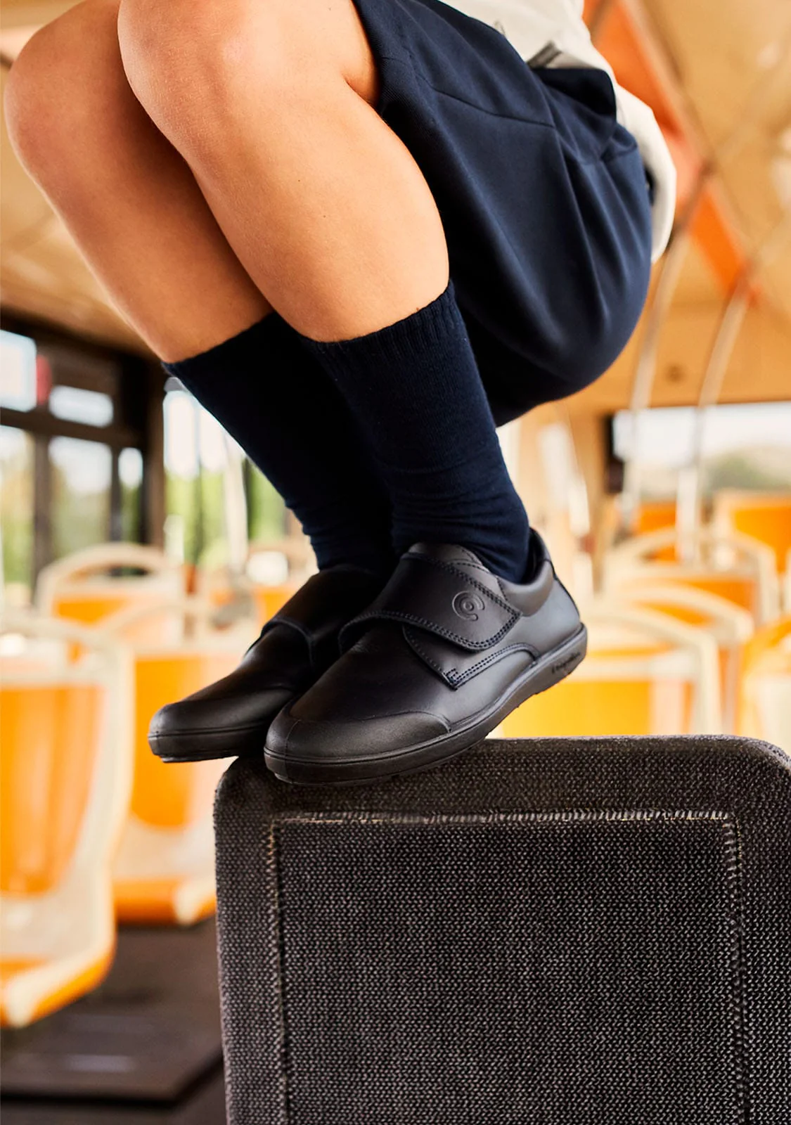 Boy's Navy Washable Leather School Shoes - Image 8
