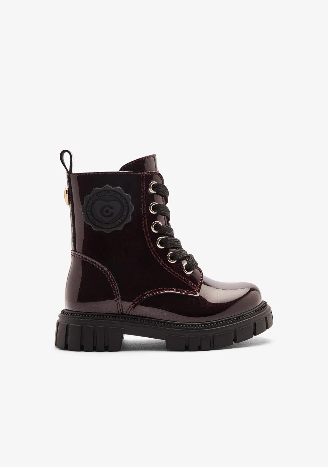 Burgundy Military Patent Boots