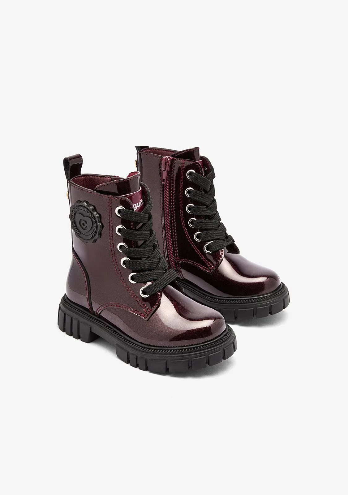 Burgundy Military Patent Boots - Image 2