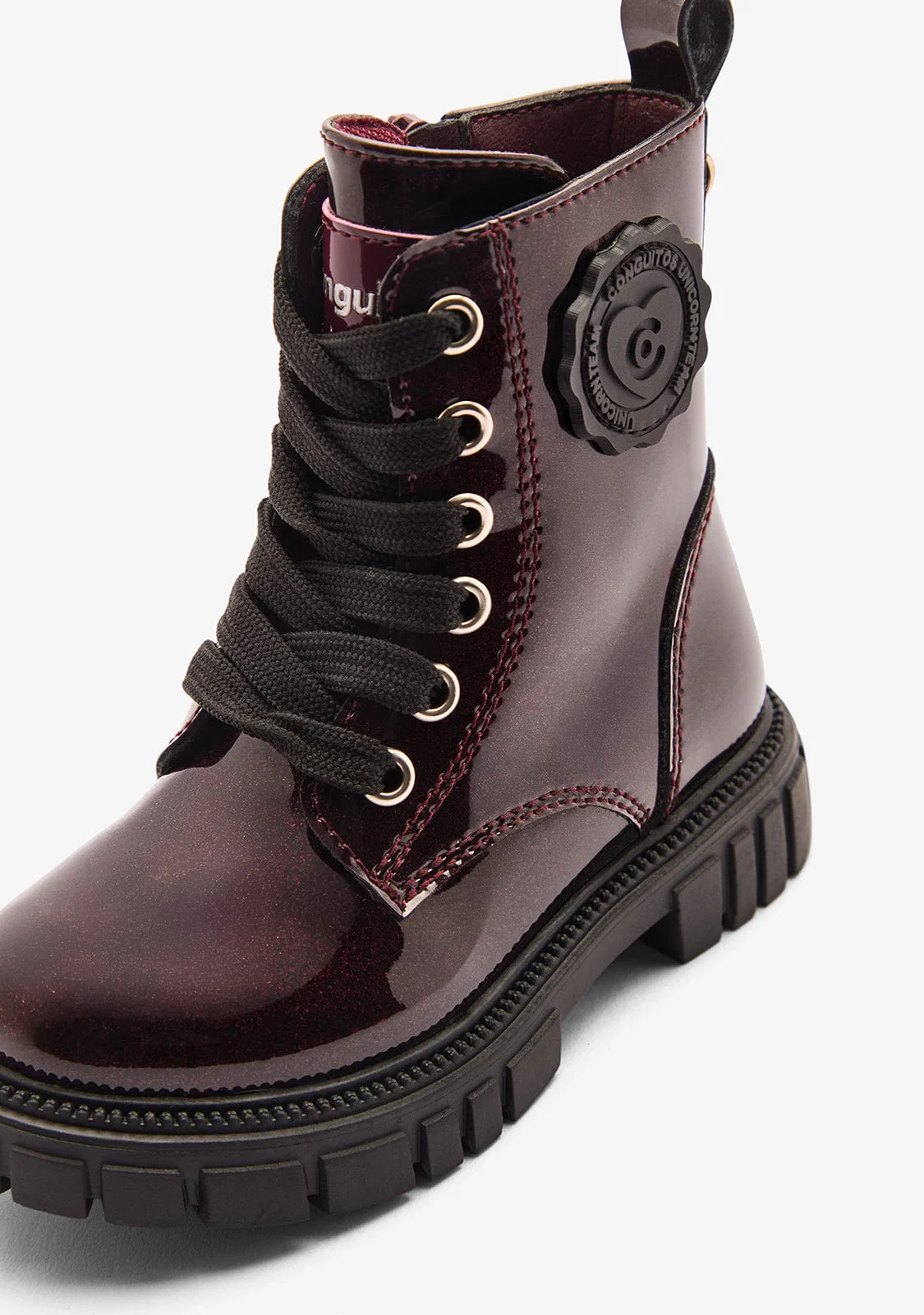 Burgundy Military Patent Boots - Image 4