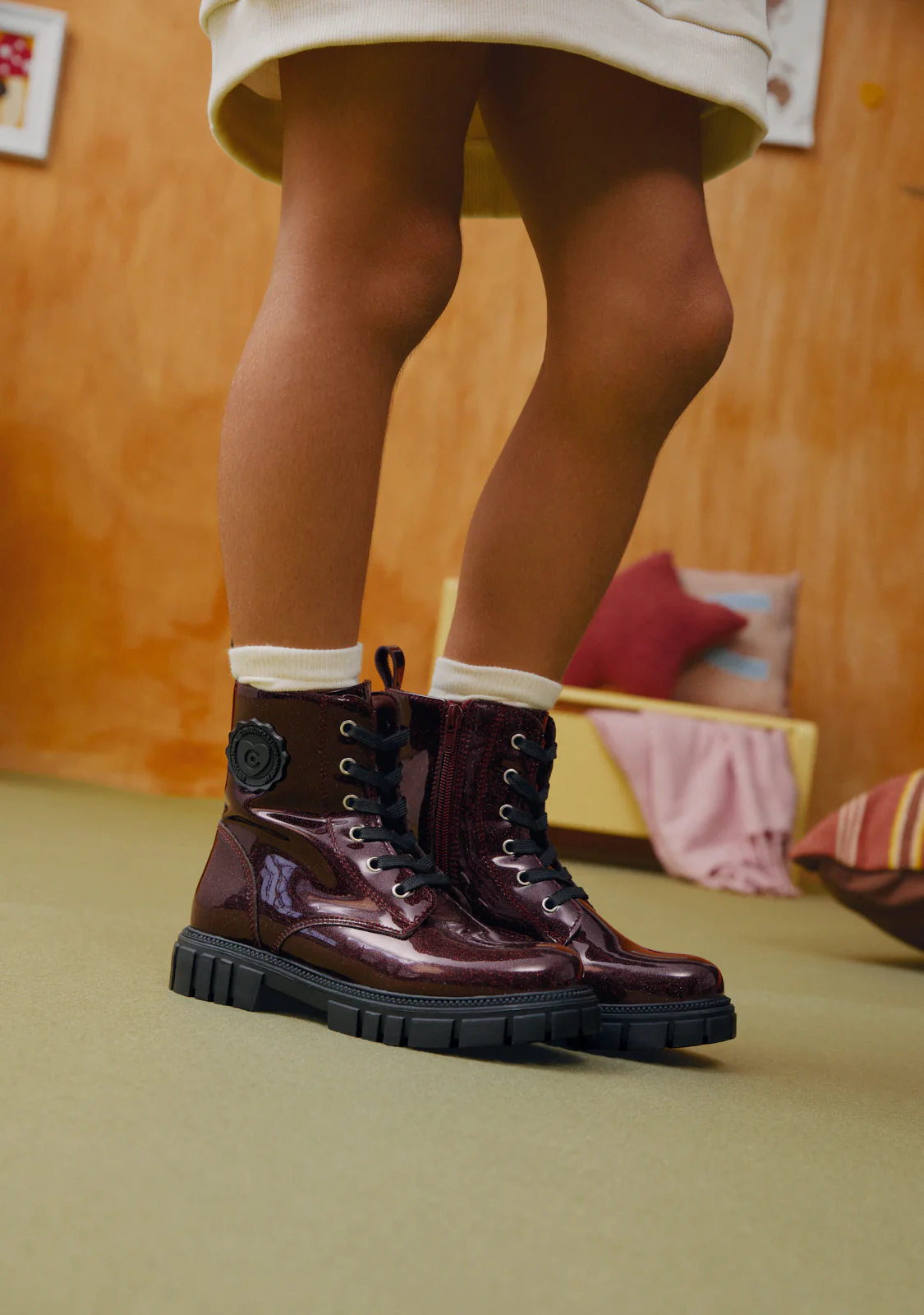 Burgundy Military Patent Boots - Image 5