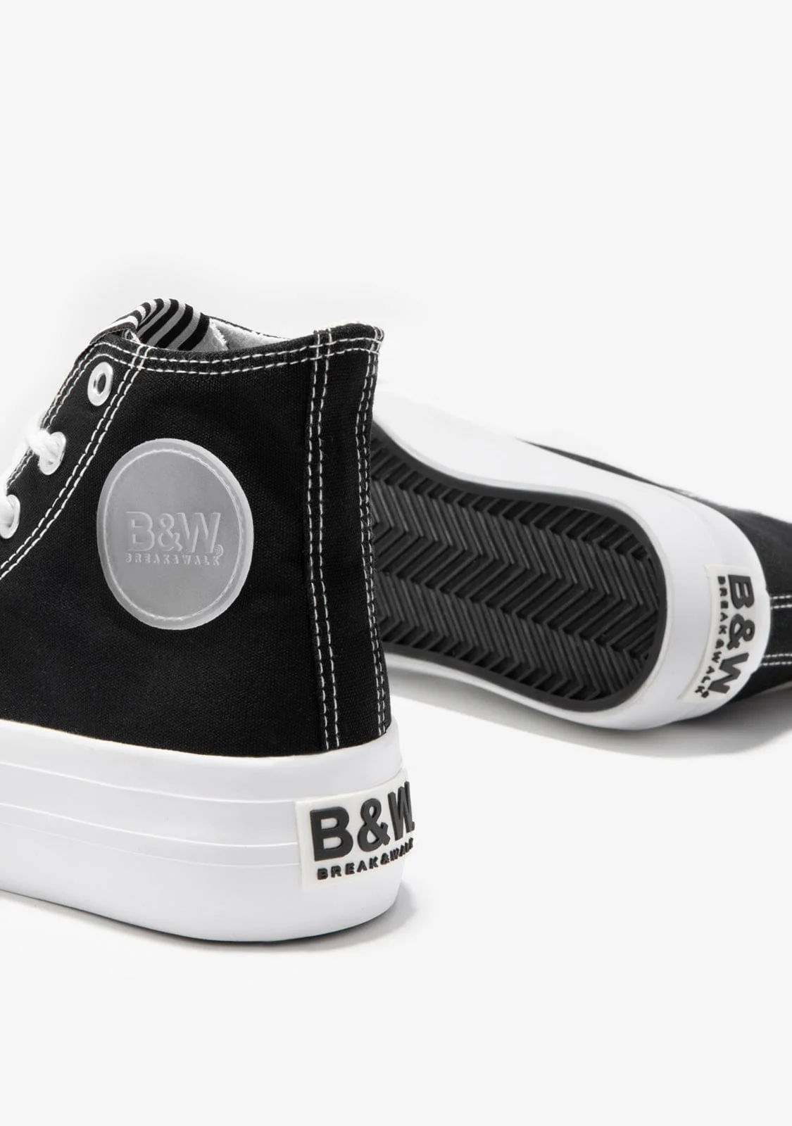 Canvas Platform High Top Sneakers Black B&W - Image 3
