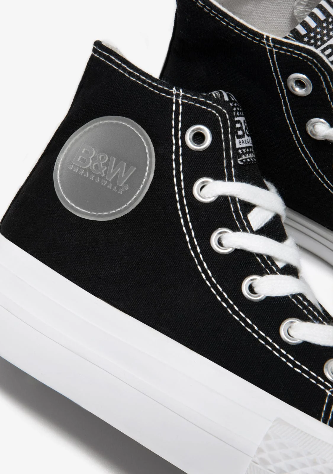 Canvas Platform High Top Sneakers Black B&W - Image 4