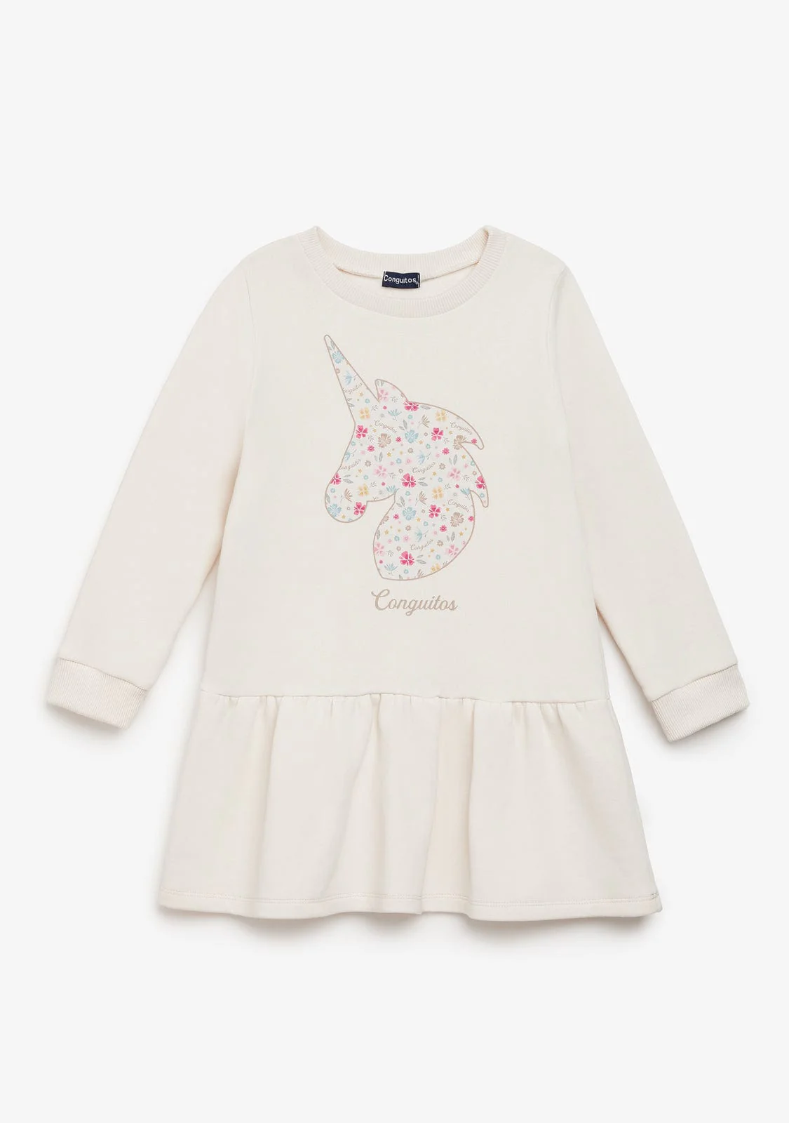 Beige Unicorn Sweatshirt Dress - Image 2