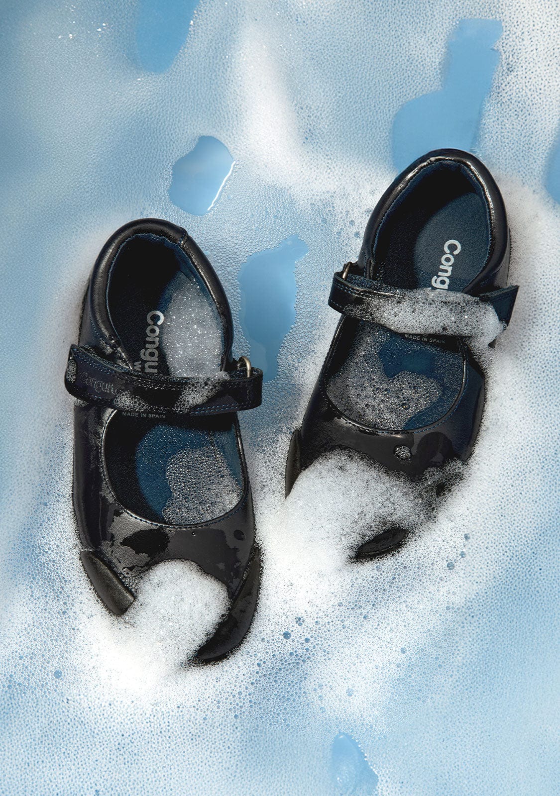Girl's Navy Washable Leather School Shoes - Image 2