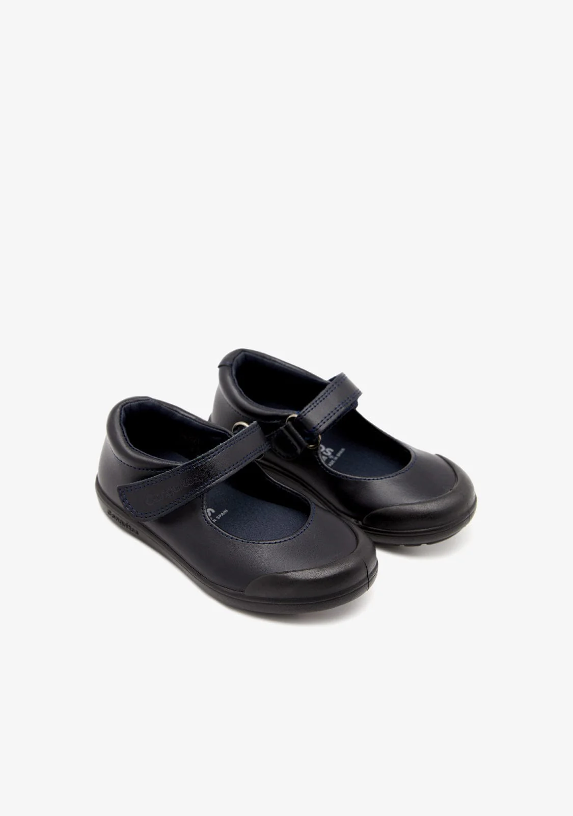 Girl's Navy Washable Leather School Shoes - Image 3