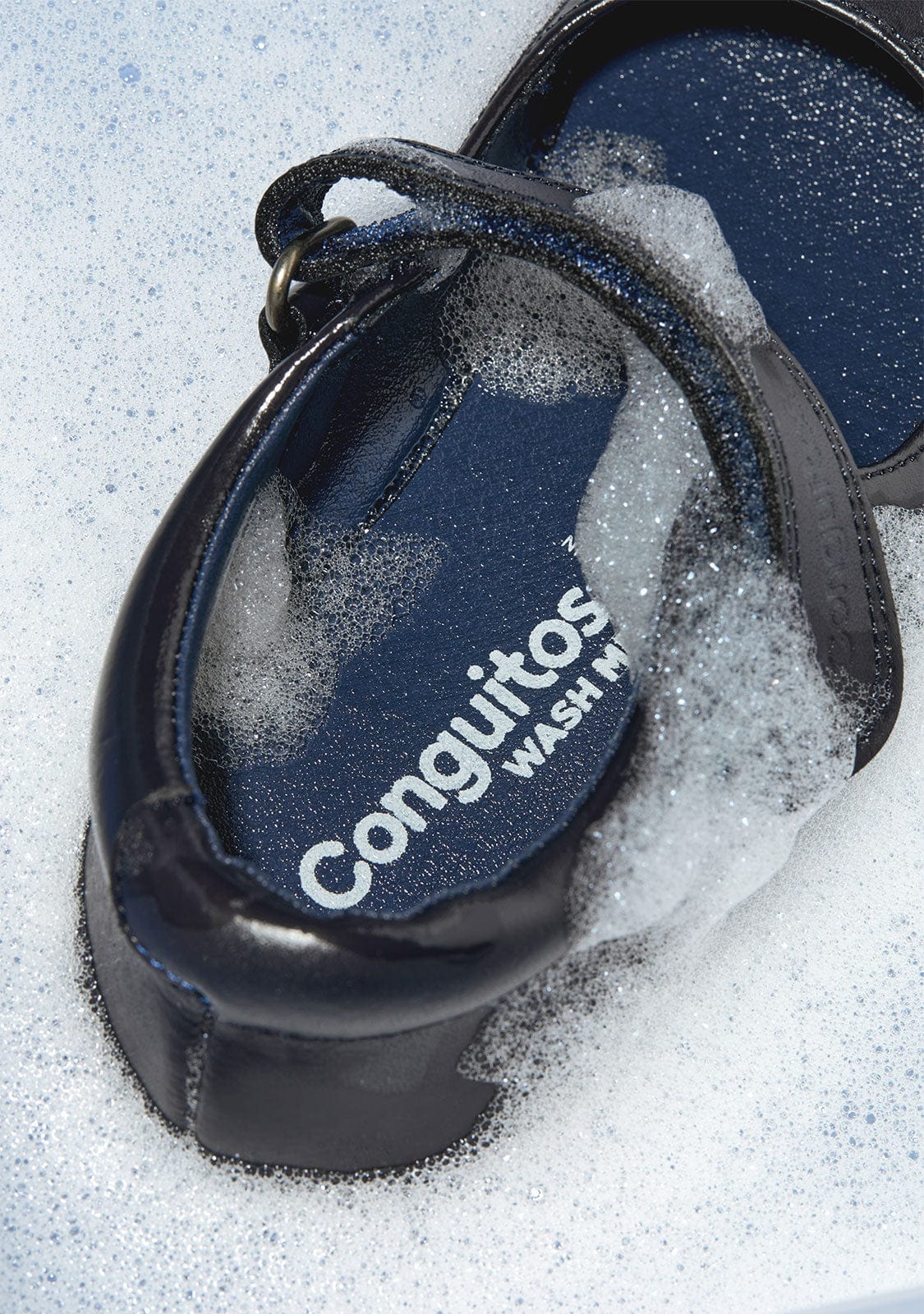 Girl's Navy Washable Leather School Shoes - Image 6