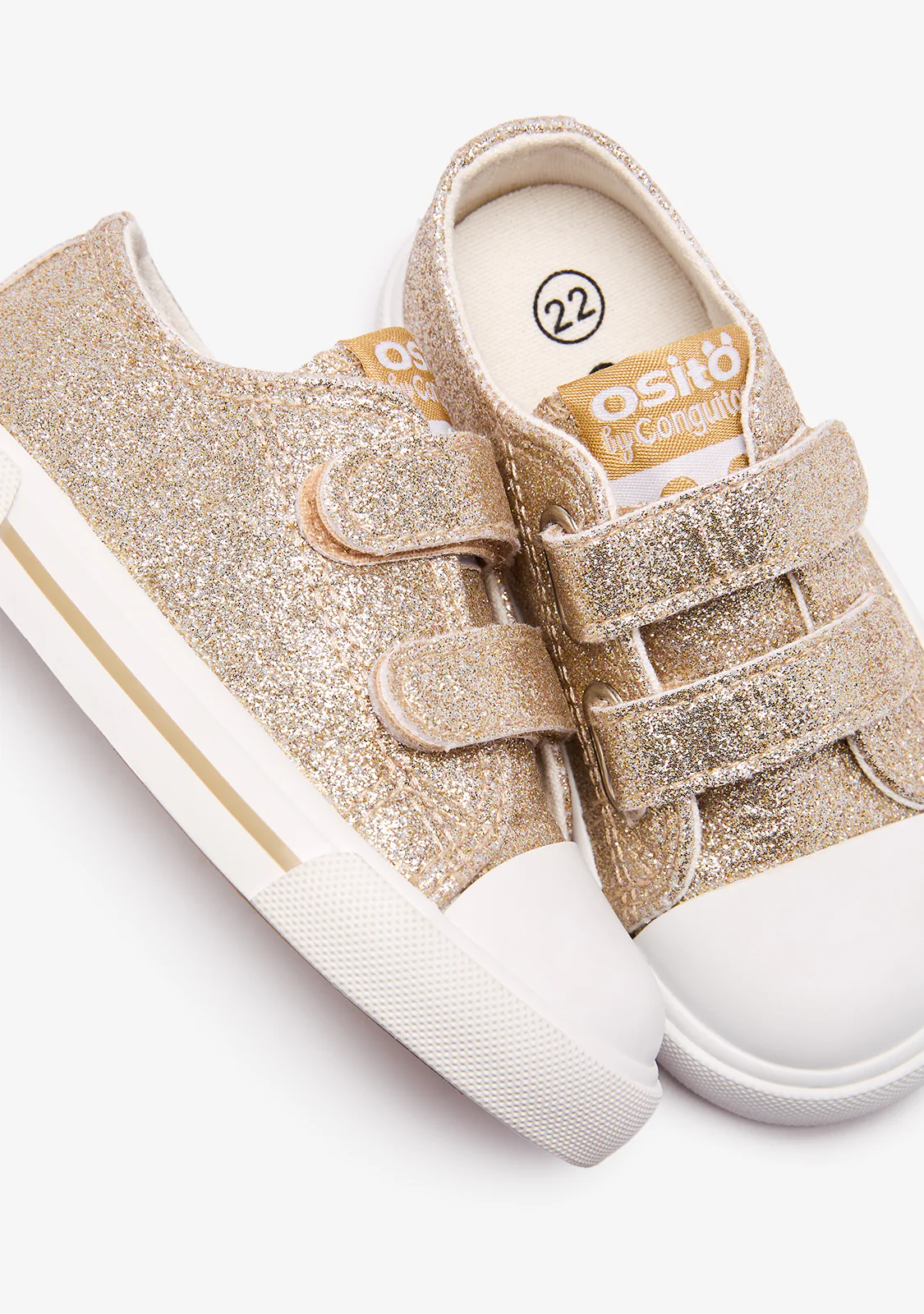 Gold Glitter Canvas Baby Sneakers - Image 4