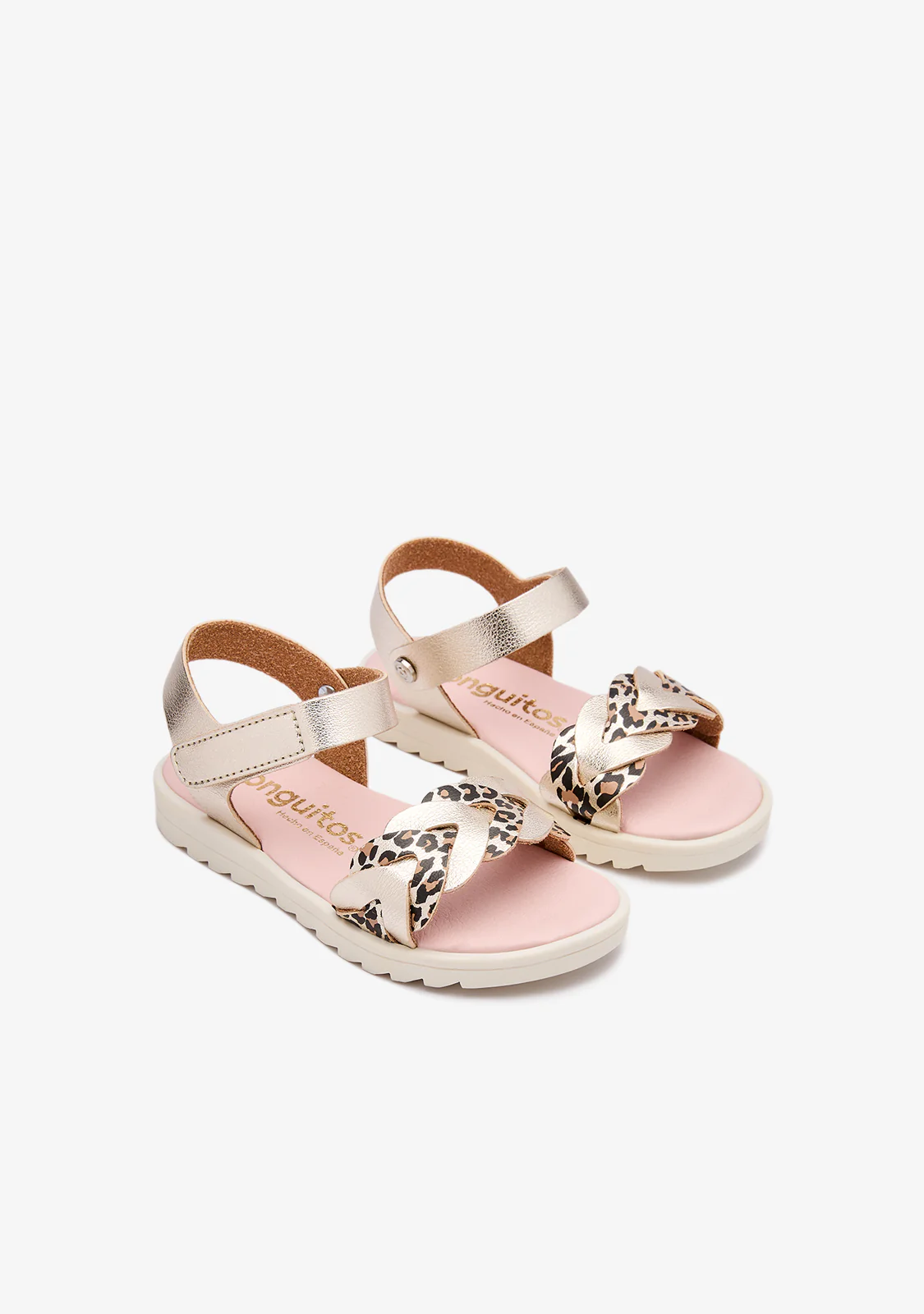 Gold Leopard Braid Sandals - Image 2