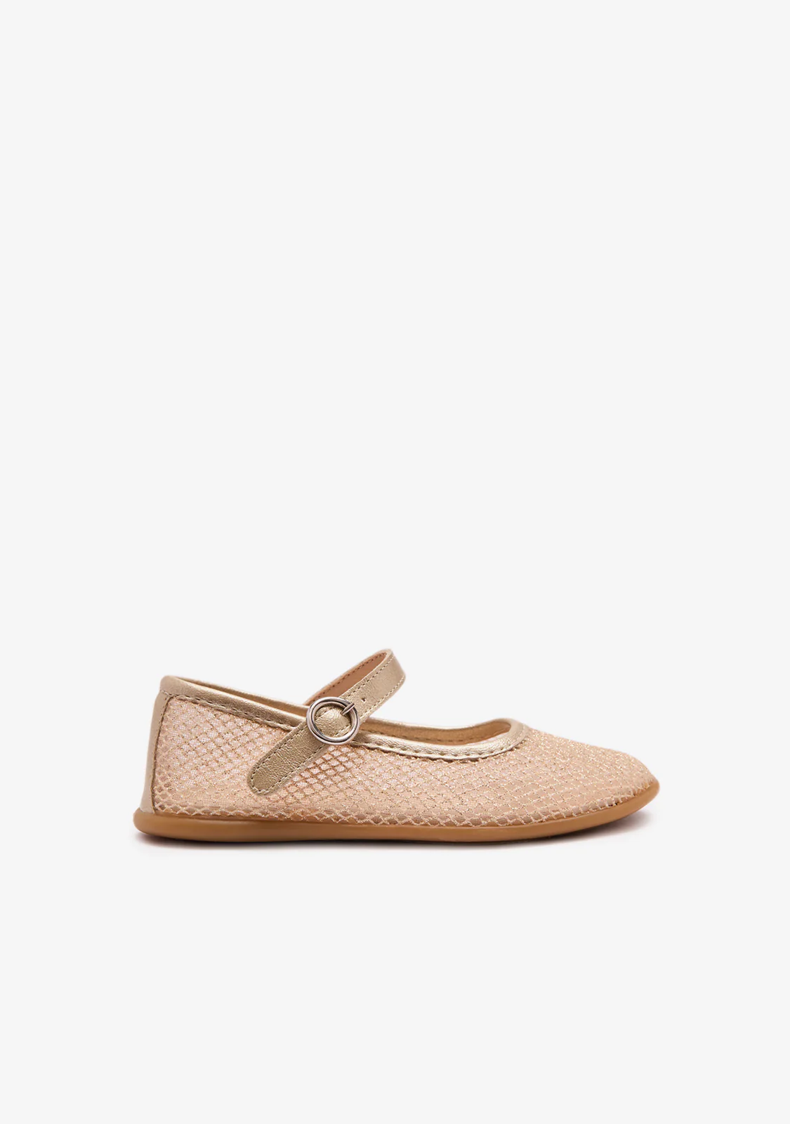Gold Mesh Buckle Ballerinas
