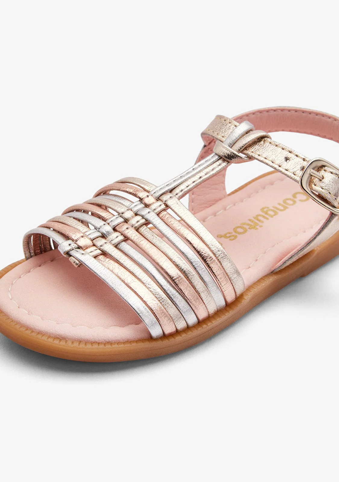 Gold / Multi Strips Sandals - Image 3