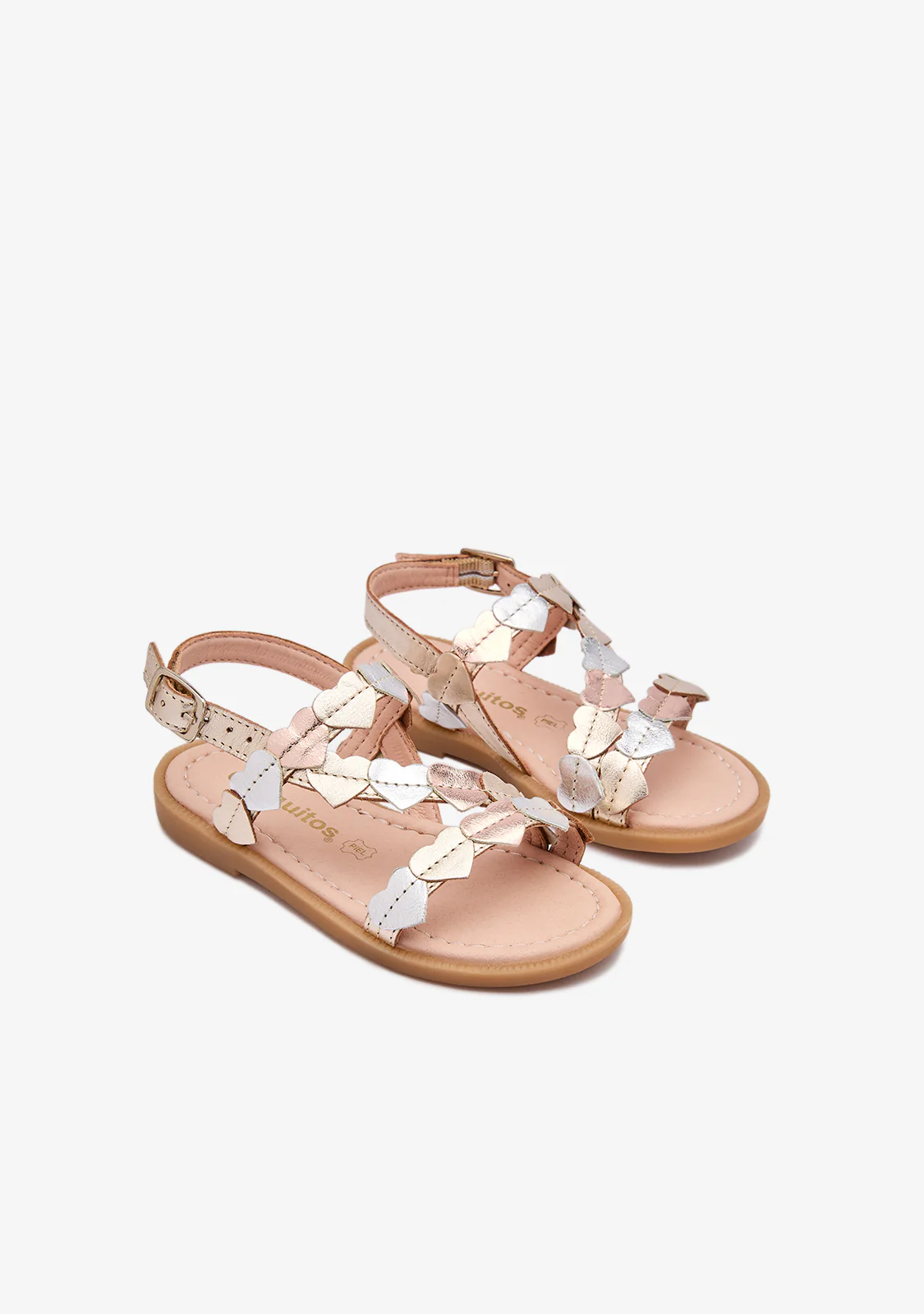 Leather Sandals with Metallic Hearts - Image 2