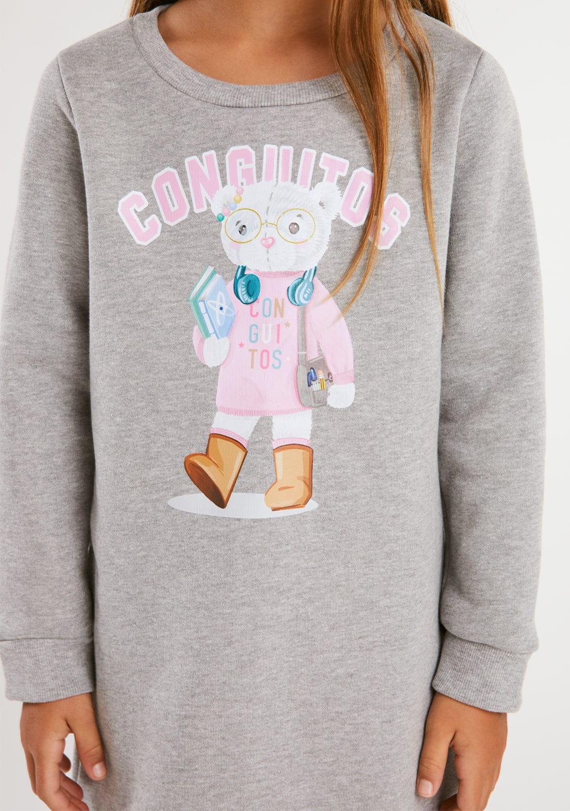 Grey Teddy Bear Sweatshirt Dress